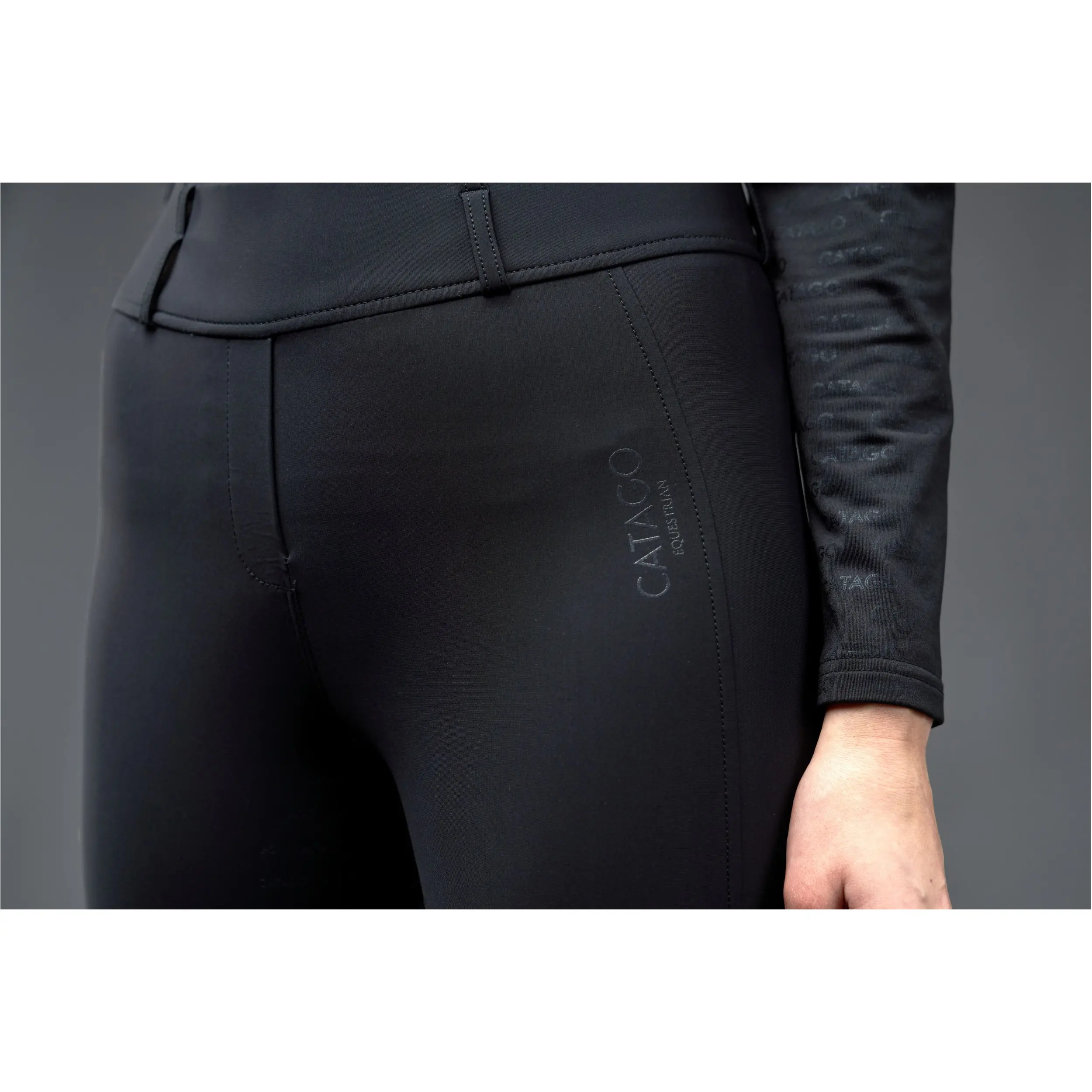 Damen Reitleggings Silikon Vollbesatz RIVER F/G mit Gürtelschlaufen schwarz