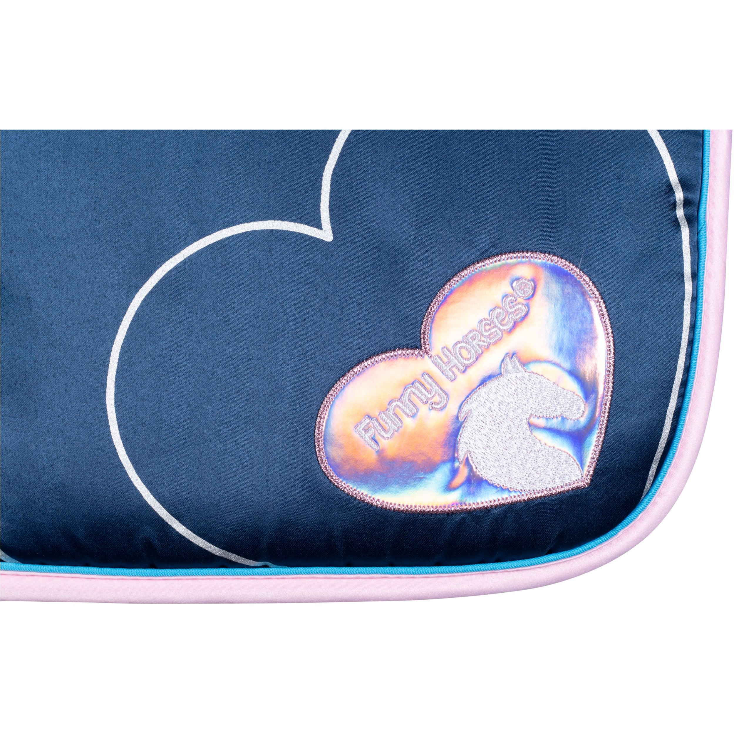 Wendeschabracke FUNNY HORSES HEARTS blau/rosa