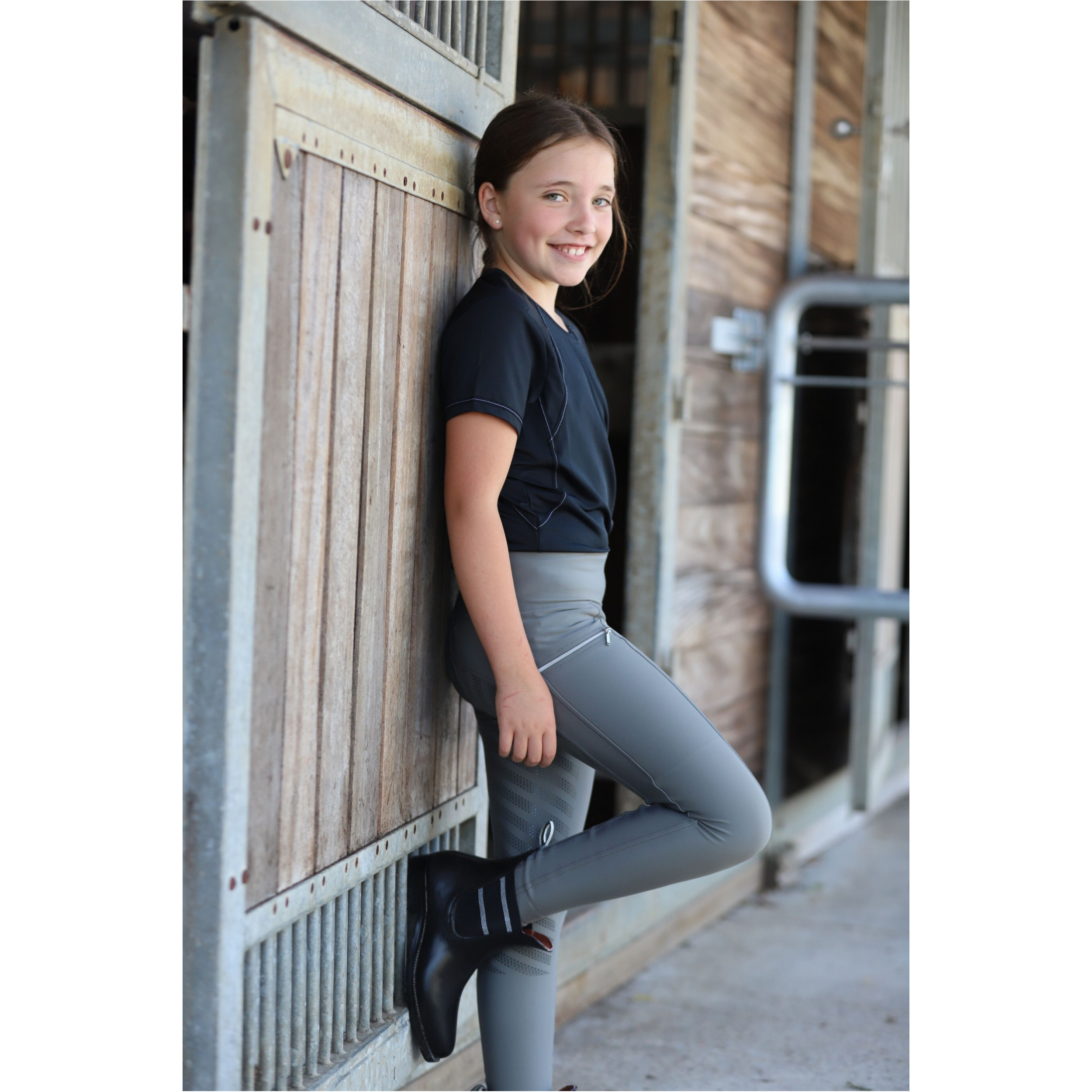 Kinder Reitleggings Silikon Vollbesatz FENJA stone