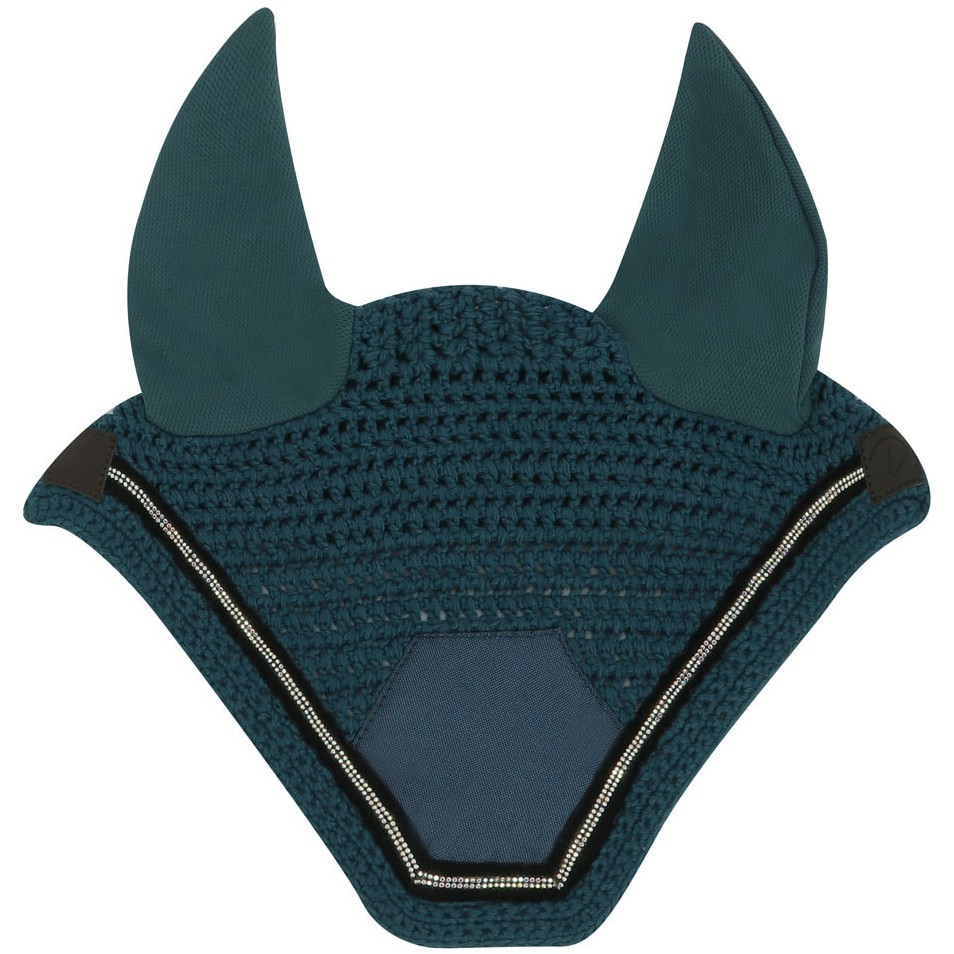 Fliegenohrenhaube mit Strass DOMINO blau Fliegenohrenhaube mit Strass DOMINO blau