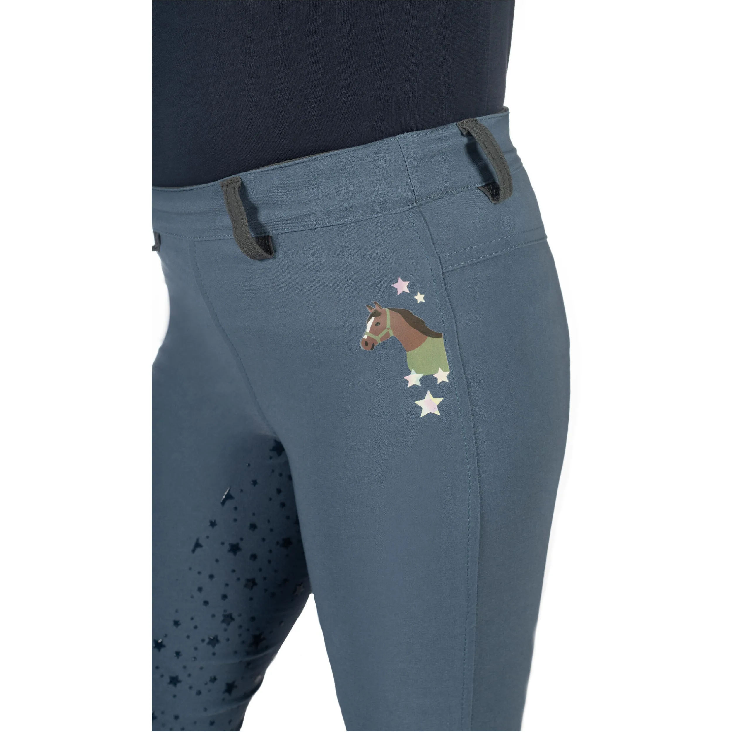 Kinder Reitleggings Silikon Vollbesatz PONY DREAM II rauchblau