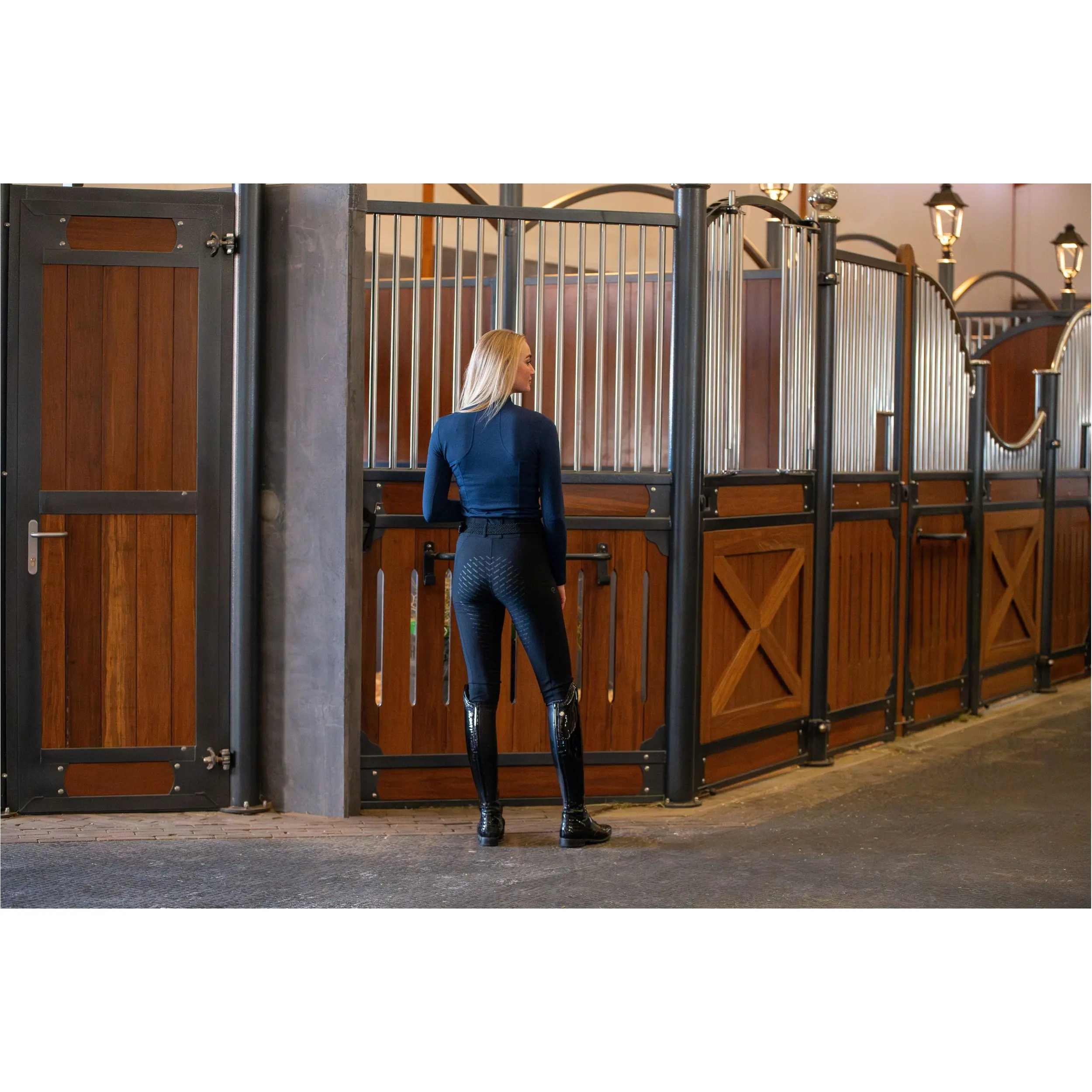 Damen Reitleggings Silikon Vollbesatz RIVER F/G mit Gürtelschlaufen navy