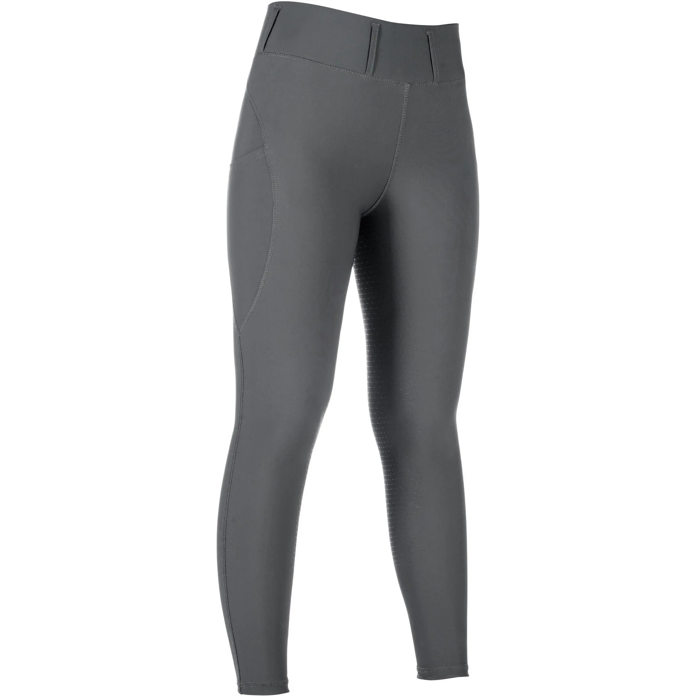 Kinder Reitleggings Silikon Vollbesatz JIL HIGH WAIST grau