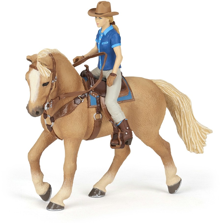 Westernpferd mit Reiterin braun Westernpferd mit Reiterin braun