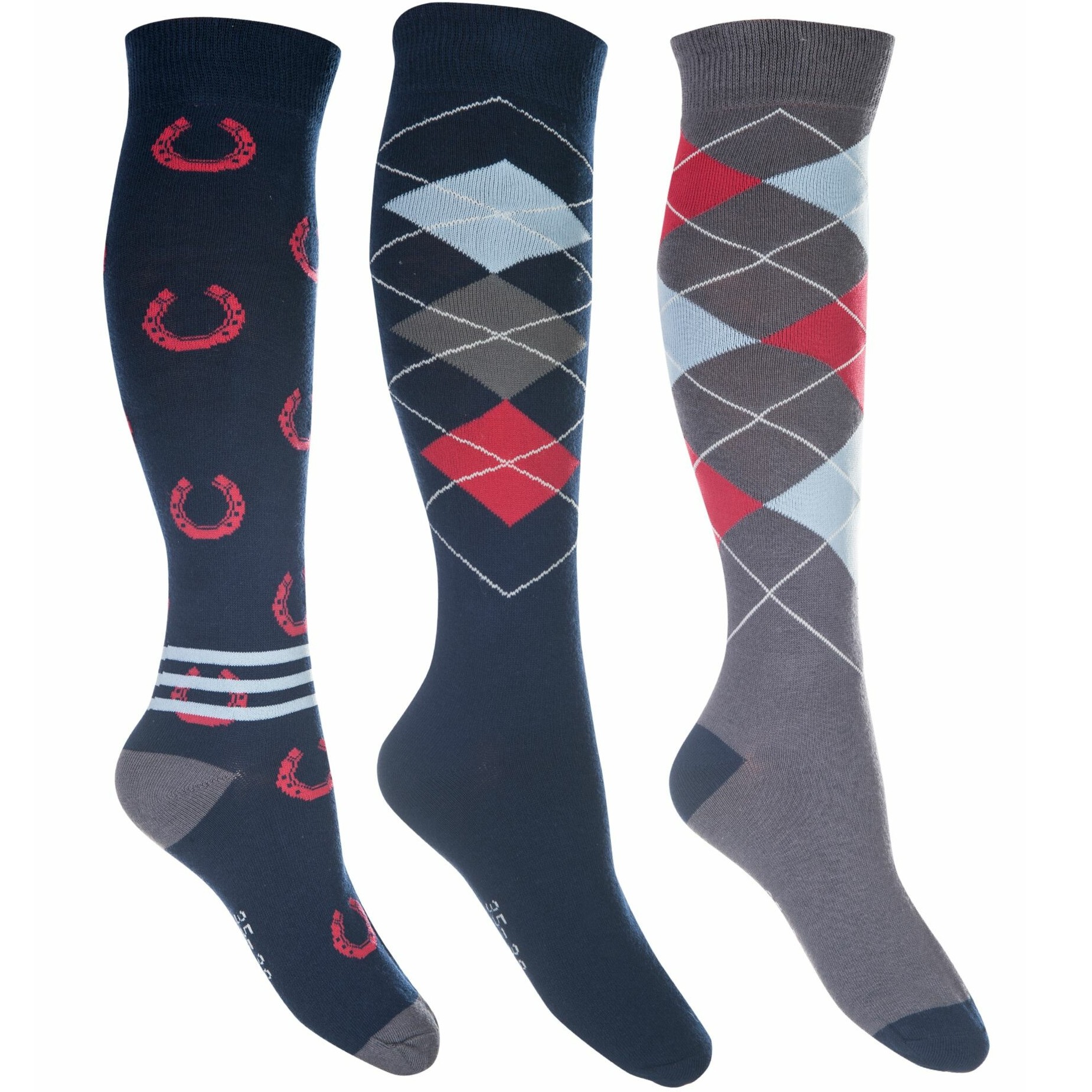 Reitsocken CARDIFF (3er Set) dunkelblau/rot Reitsocken CARDIFF (3er Set) dunkelblau/rot