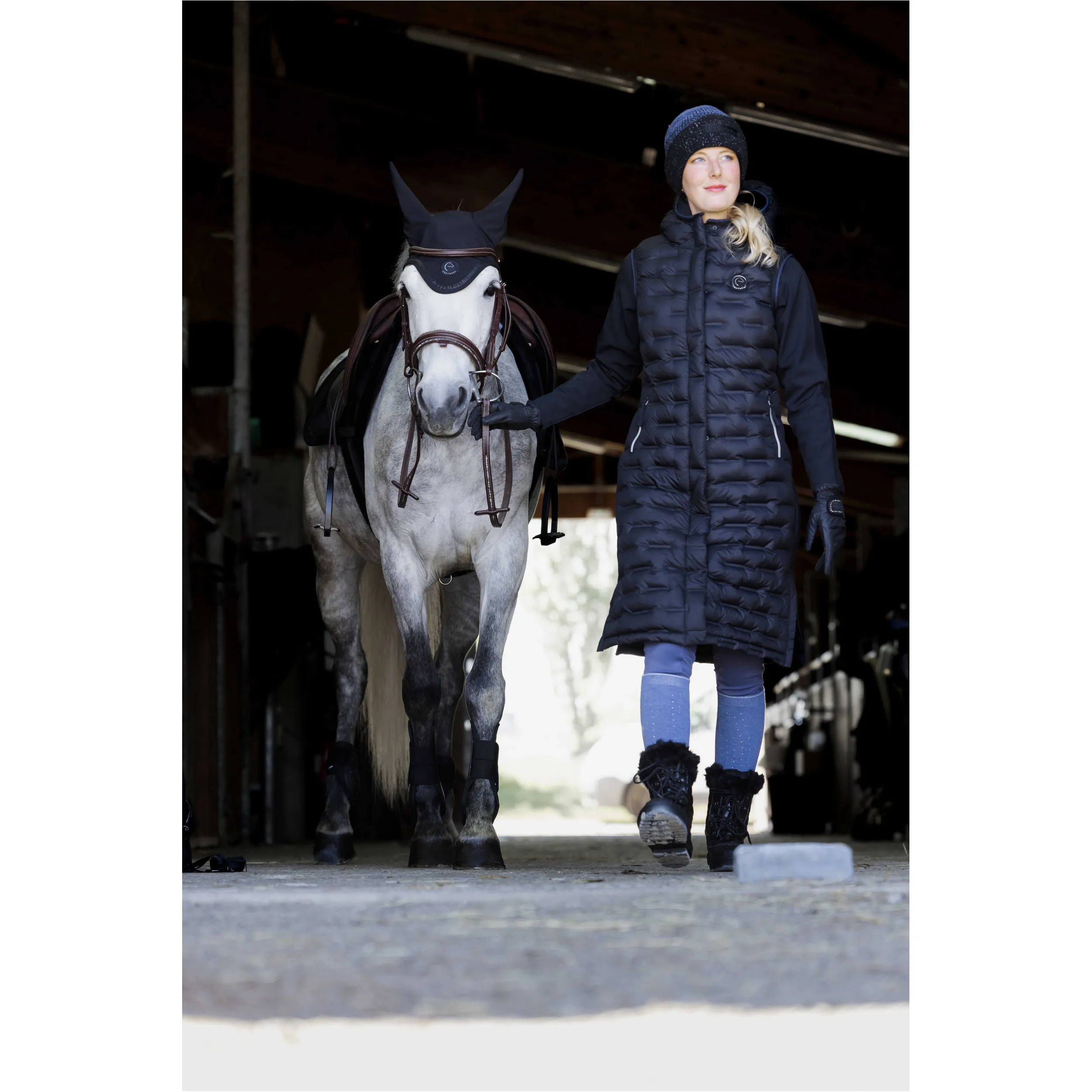 Winter Mütze mit Fleecefutter Je t'aime MAE blau/grau