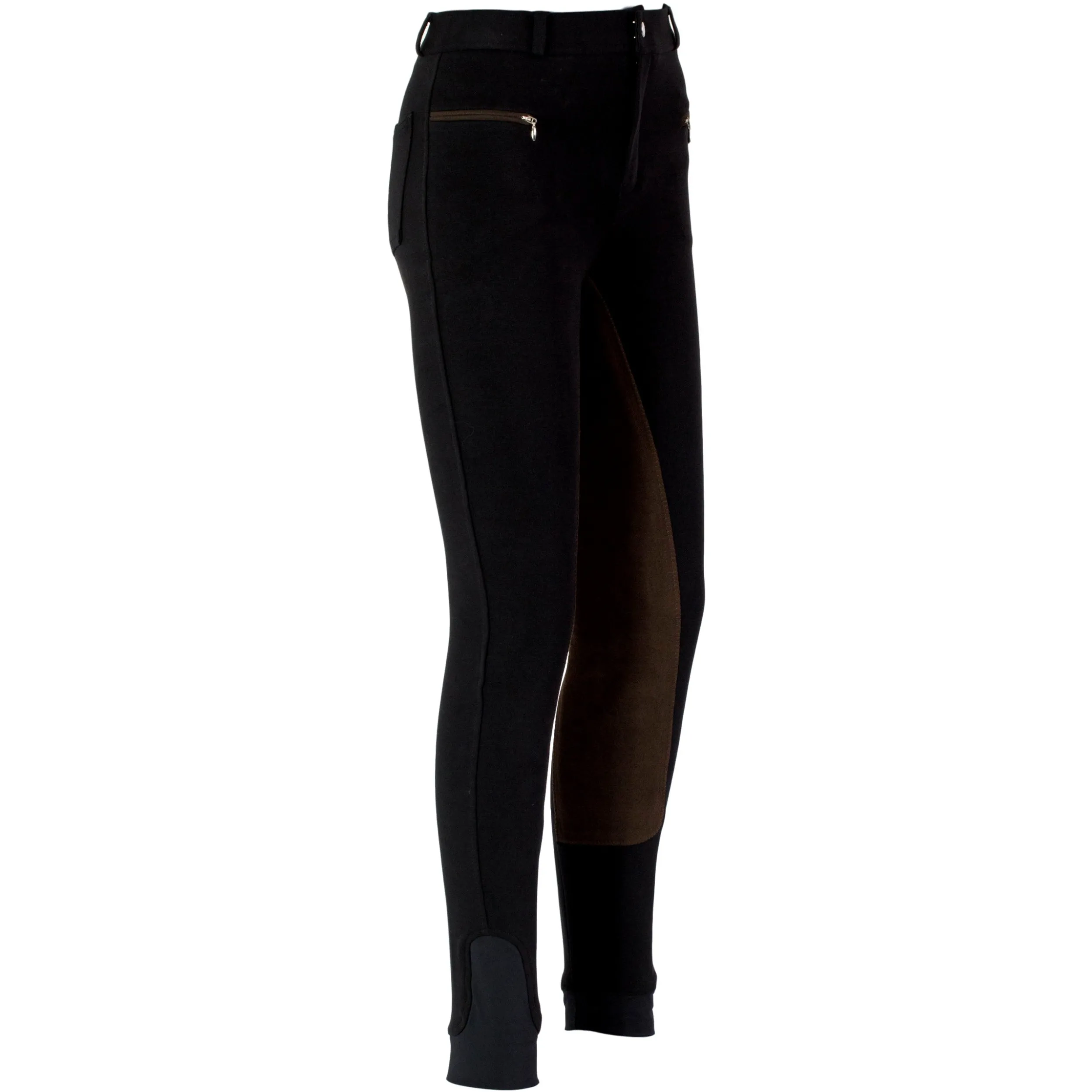 Damen Reithose Vollbesatz Flex BASICLINE schwarz/dunkelbraun