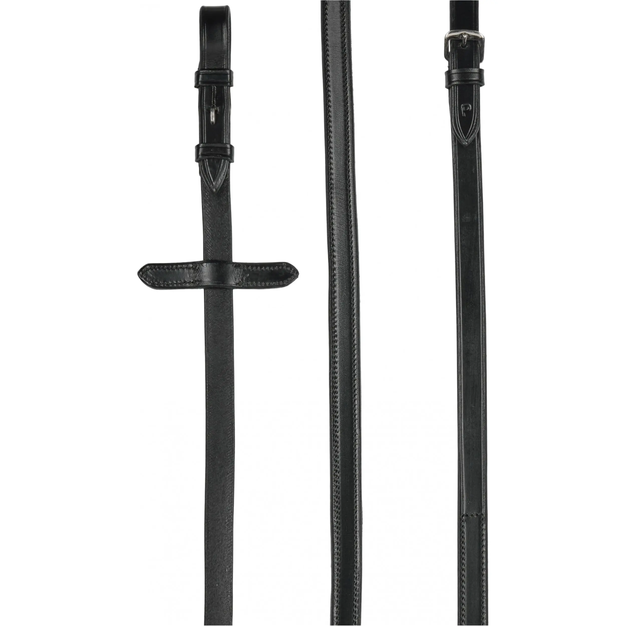 Lederzügel mit gummierter Seite schwarz