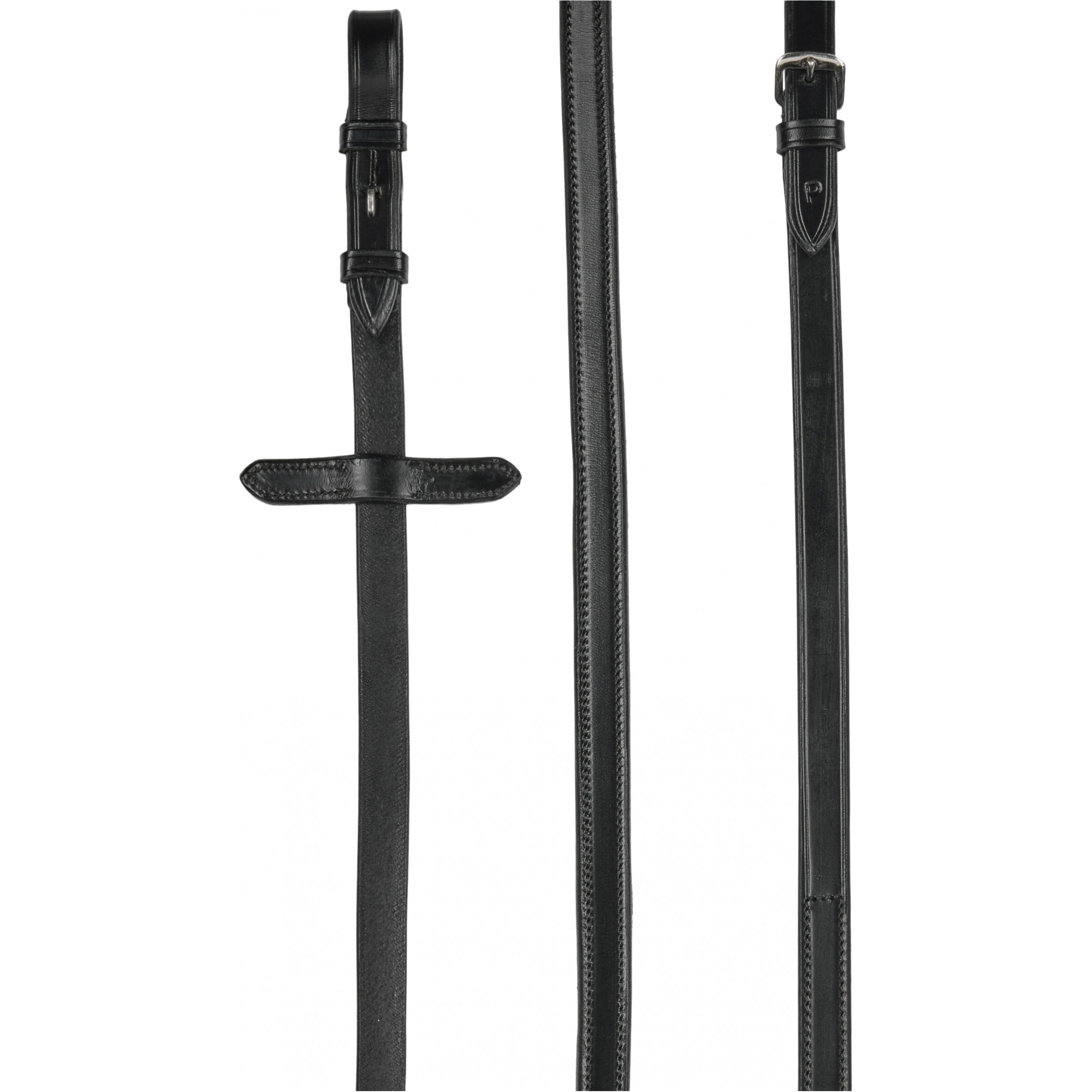 Lederzügel mit gummierter Seite schwarz