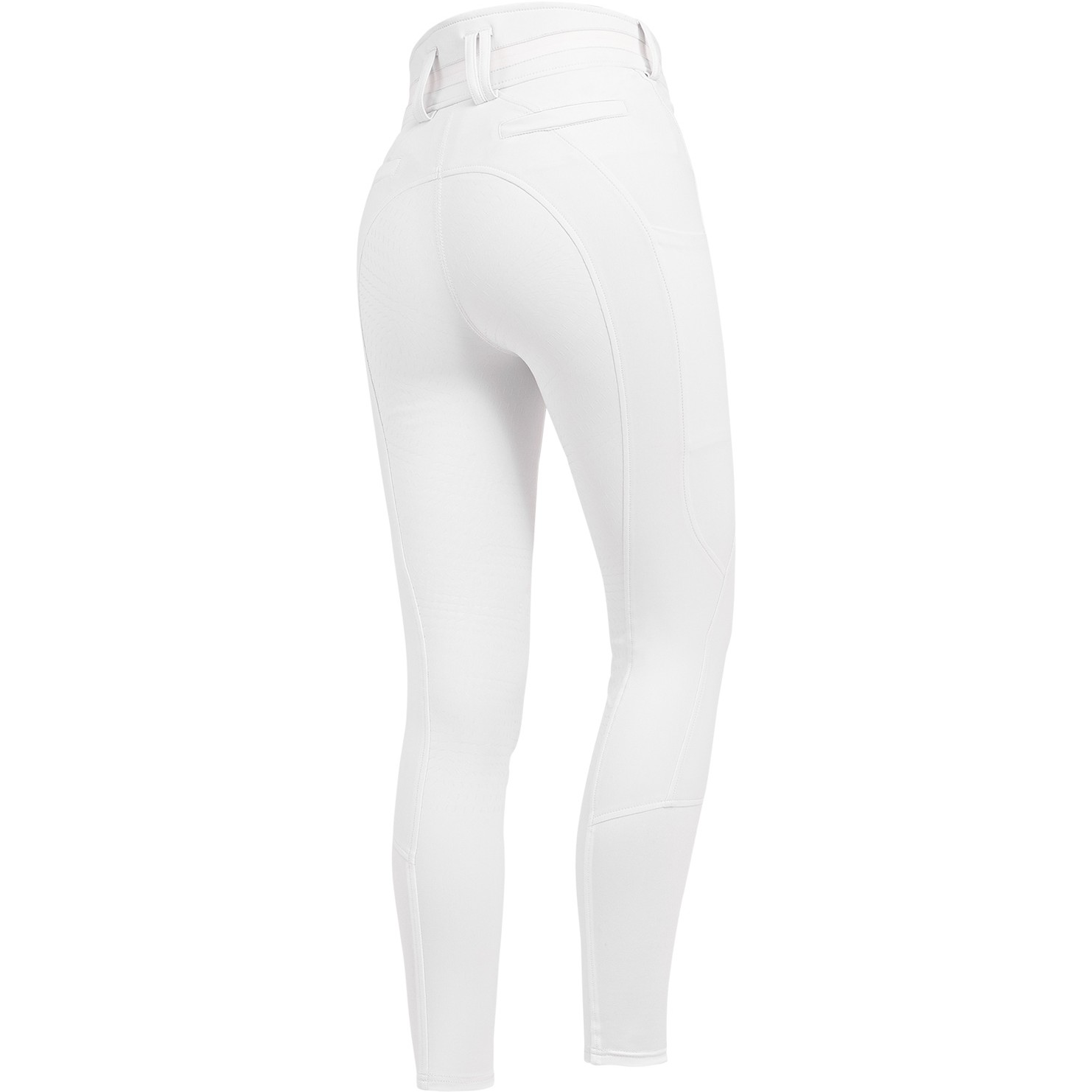 Damen Reithose Silikon Vollbesatz MAJA GLAM CURVED High Waist weiß