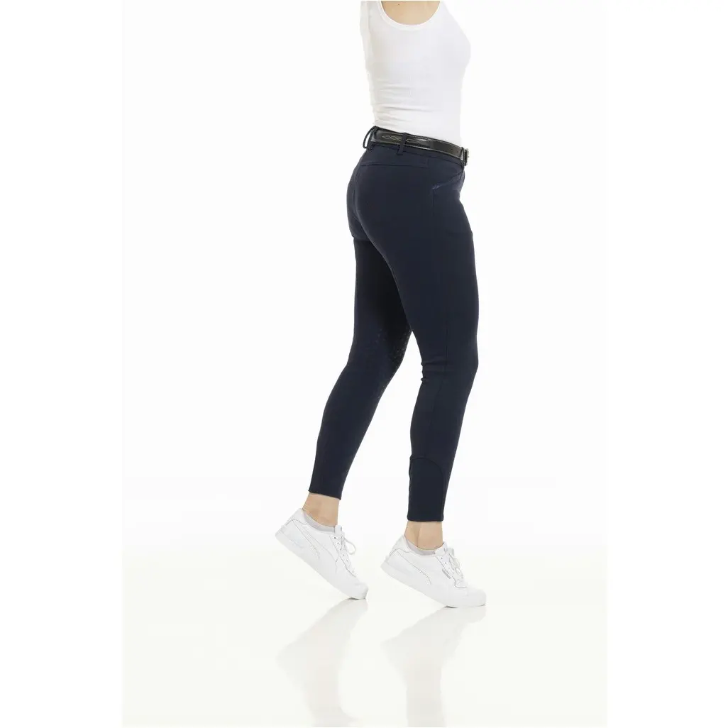 Damen Reithose aus Bio-Baumwolle Silikon Kniebesatz KIM marineblau