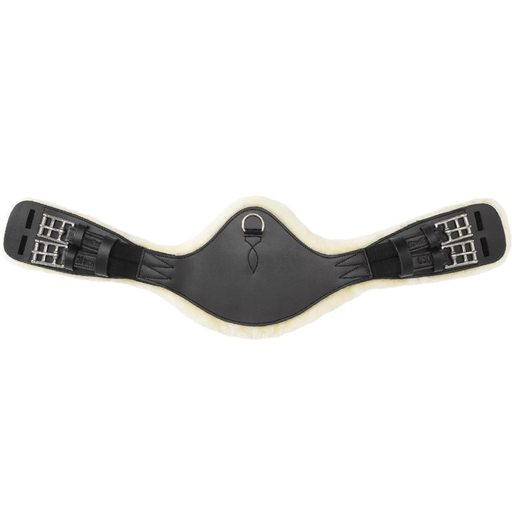 Lederkurzgurt geölt mit Kunstfell und Elast CASPER schwarz/beige