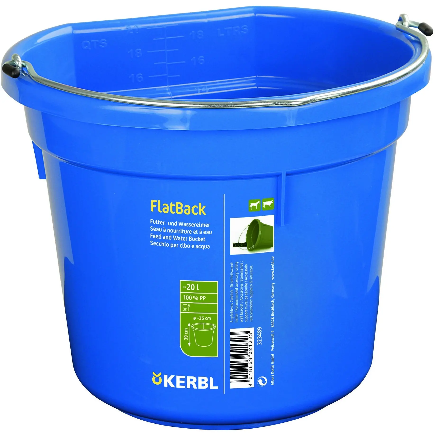 Eimer für Futter-u. Wasser FLATBACK blau 20l
