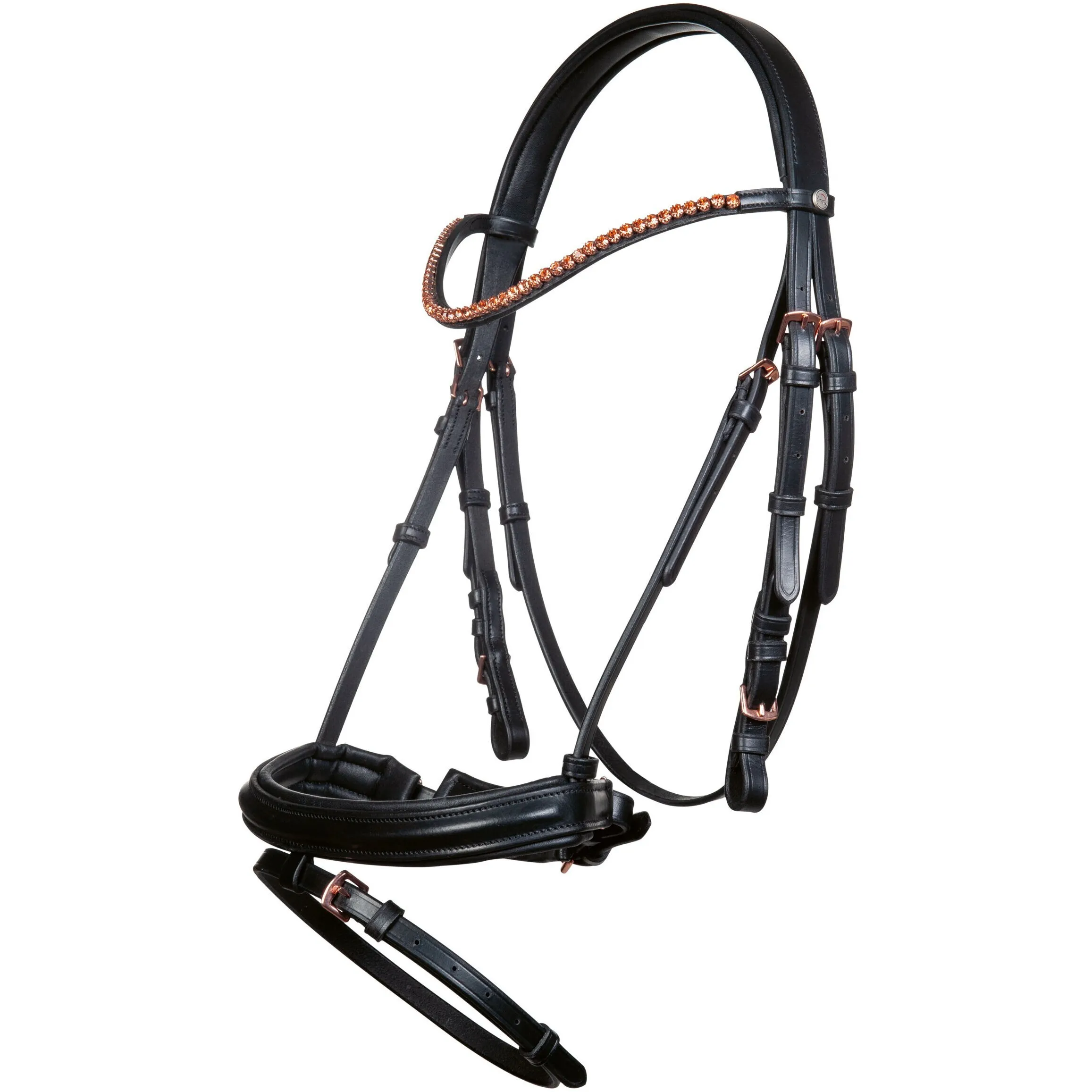 Trensenzaum ROSEGOLD GLAMOUR STYLE schwarz/rosegold