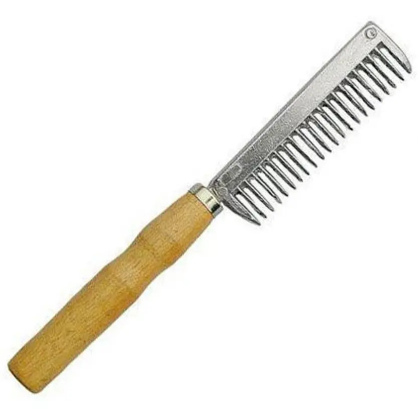 Mähnenkamm aus Metall mit Holzgriff