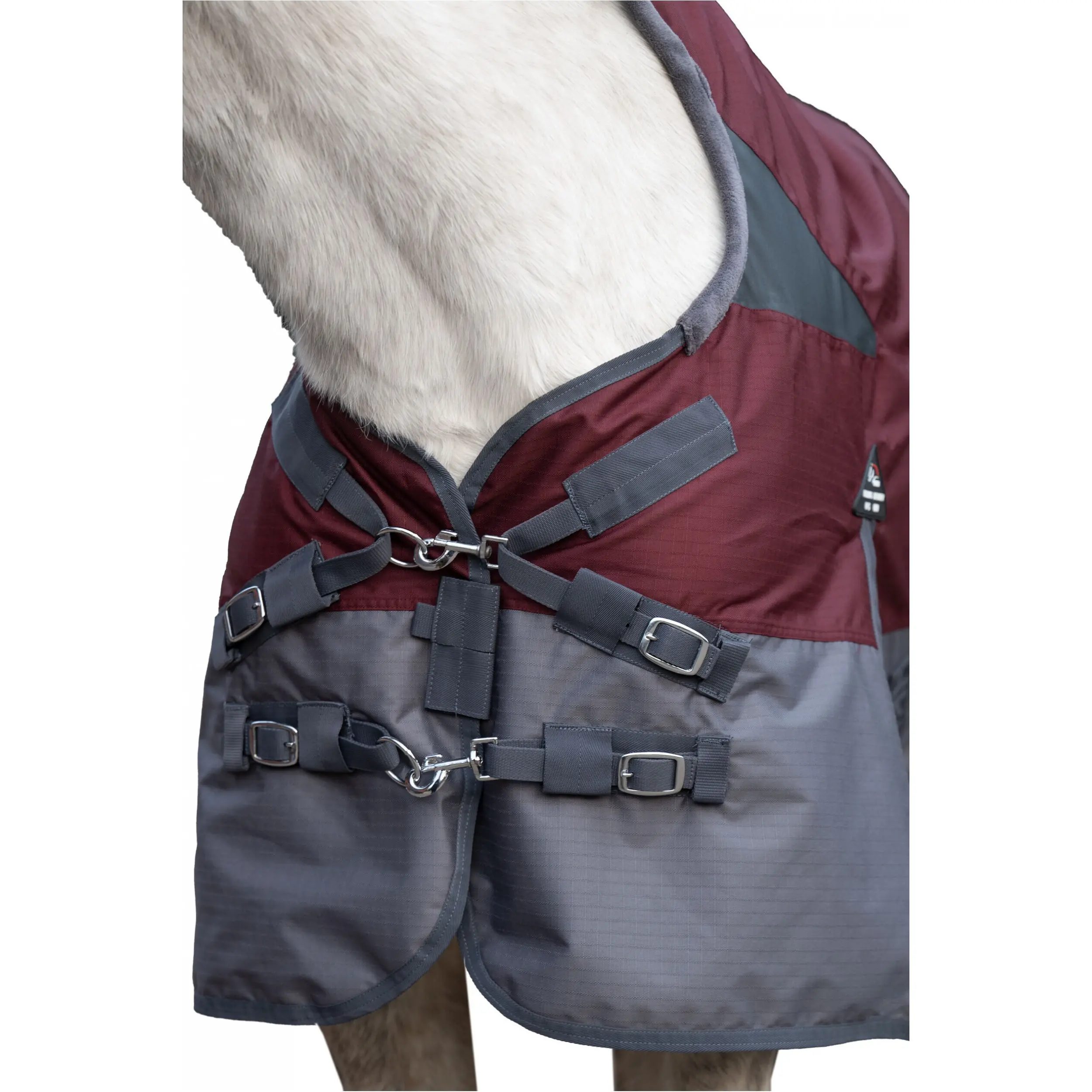 Weidedecke High Neck mit glattem Futter 600D YUKON dunkelrot/grau