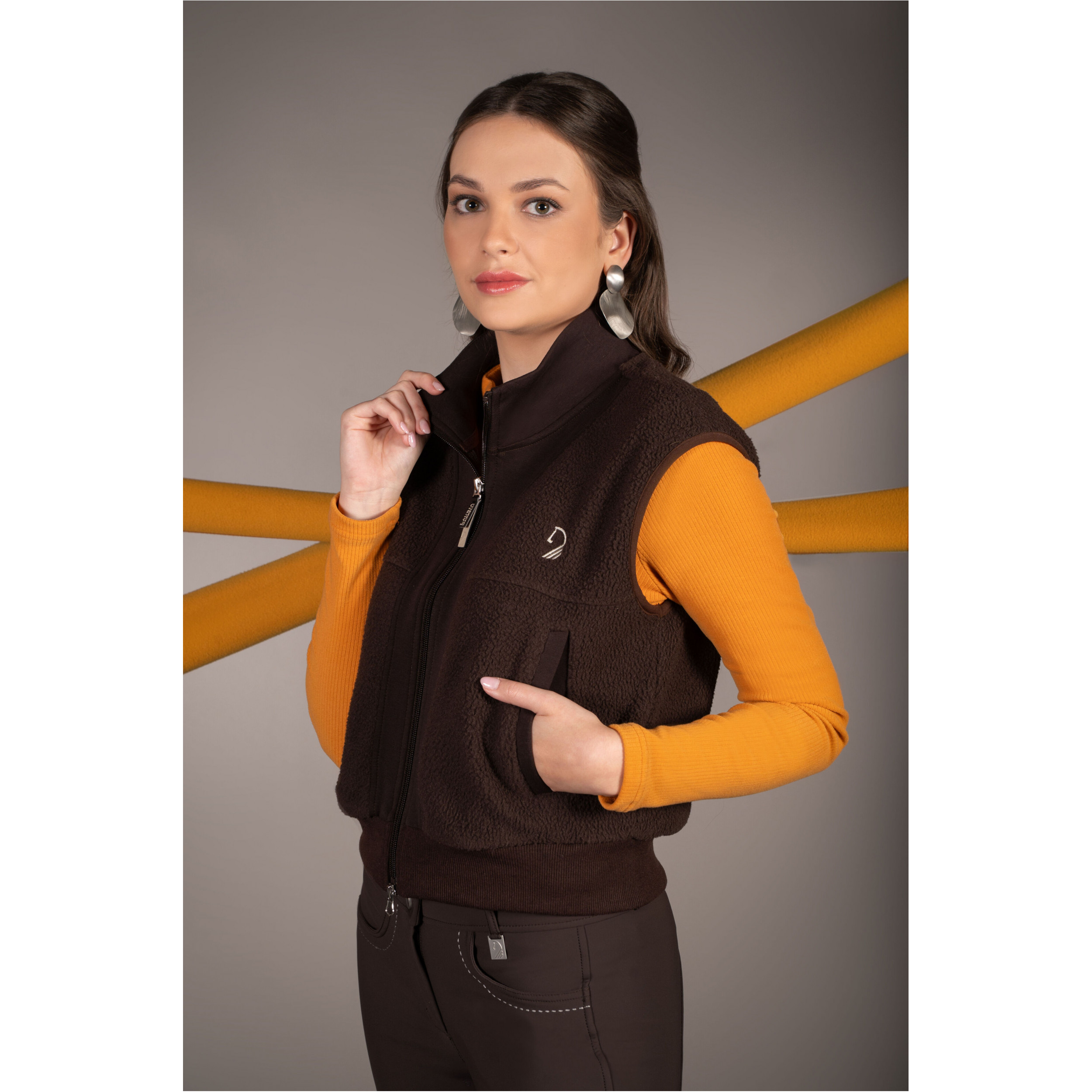 Winter Damen Weste AREZZO TEDDY dunkelbraun