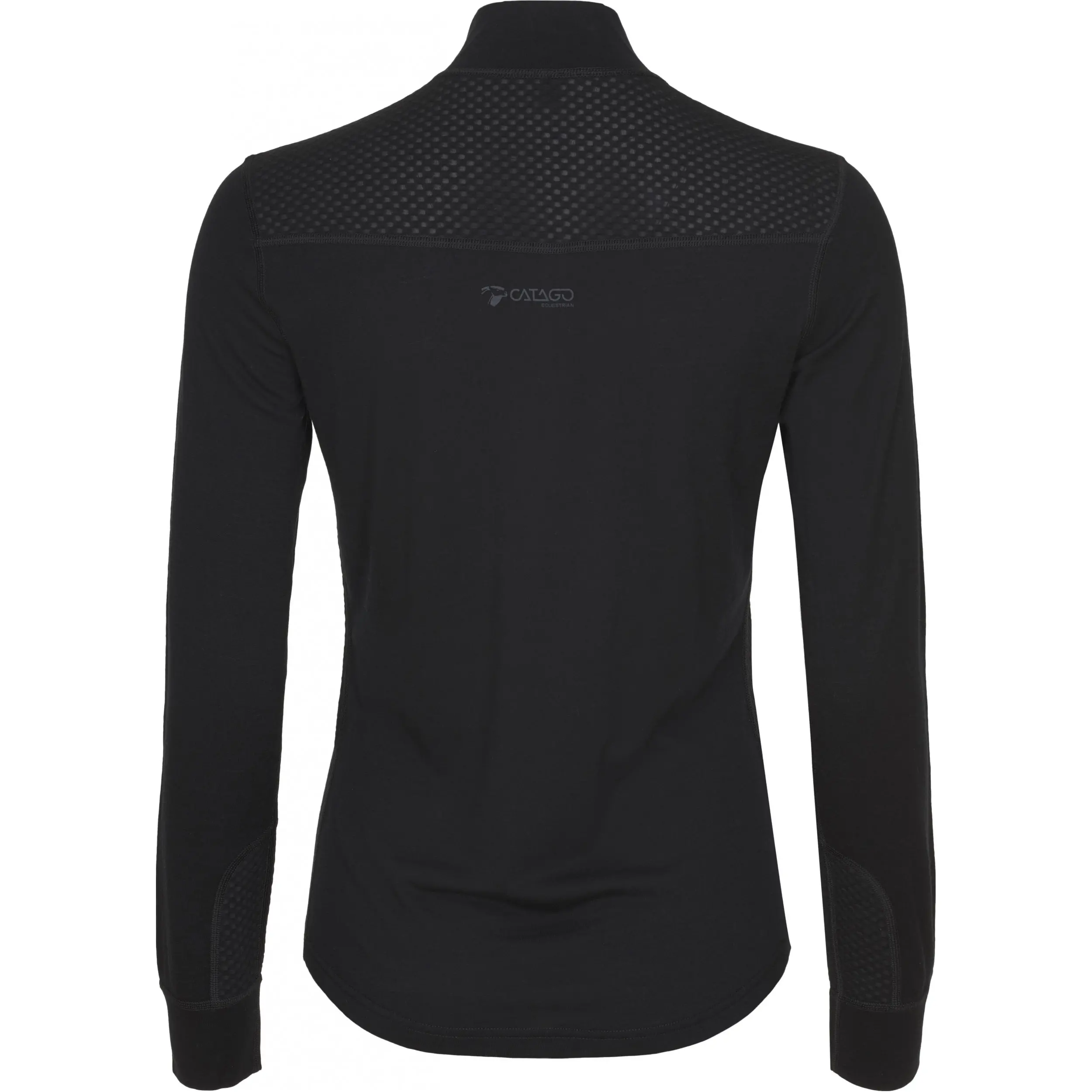 Damen Langarmshirt Half-Zip MADELEINE Merino schwarz