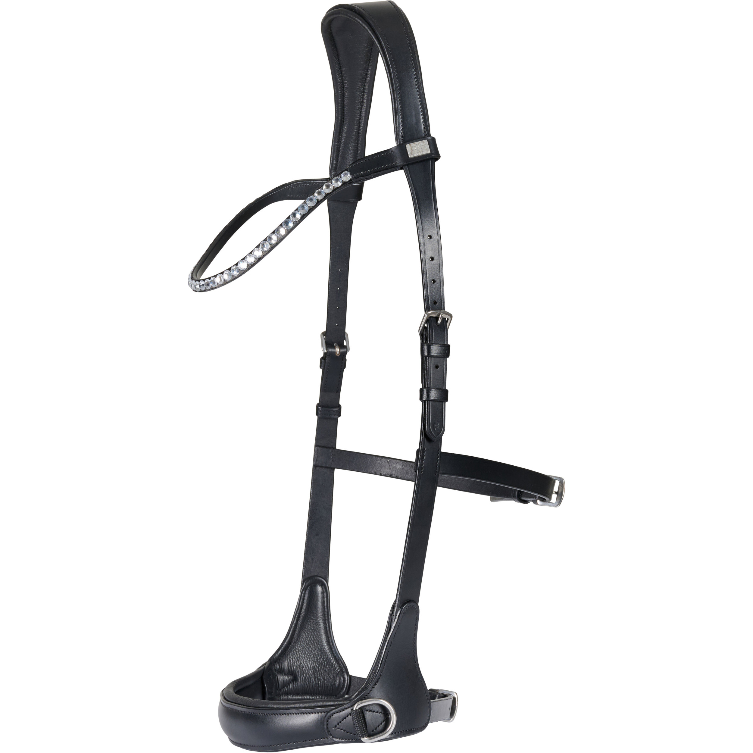 Trensenzaum Gebisslos mit anatomischem Nasenriemen schwarz