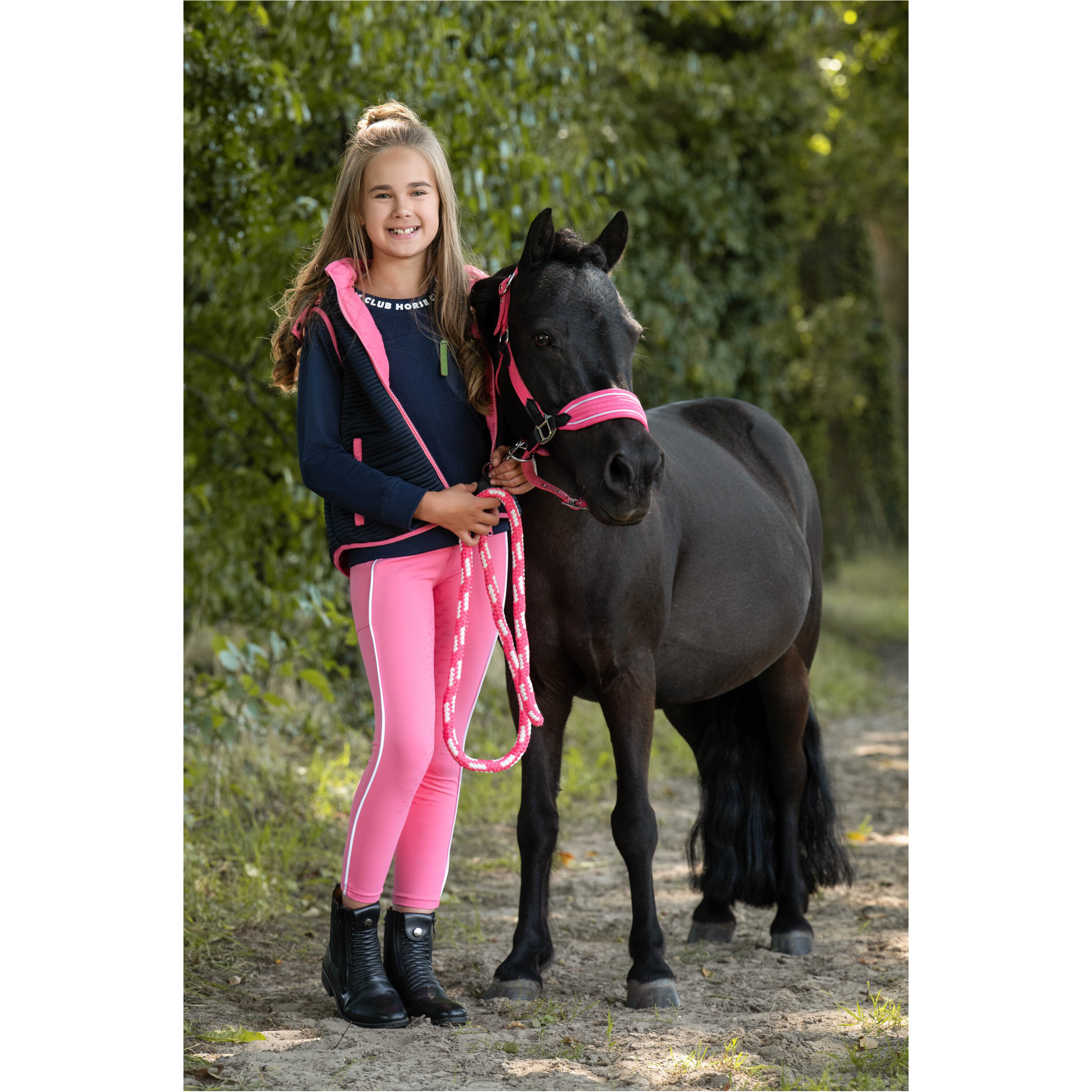 Führstrick mit Karabinerhaken MAUI pink/weiß