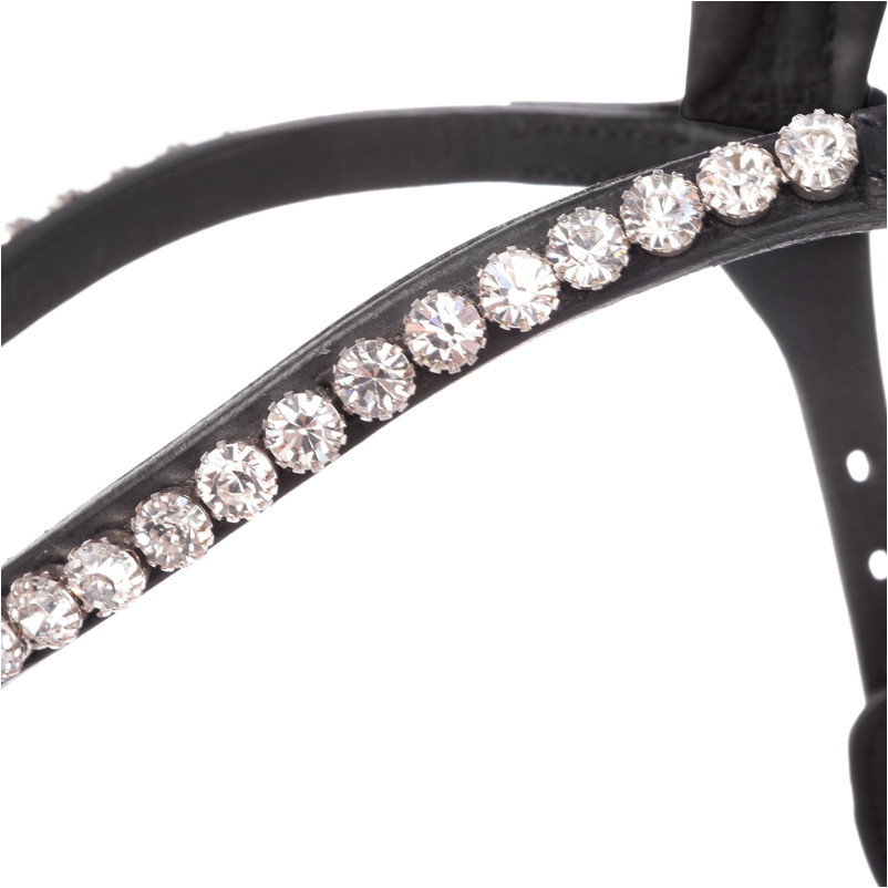 Trensenzaum englisch kombiniert CALIANO Leder geölt schwarz/silber