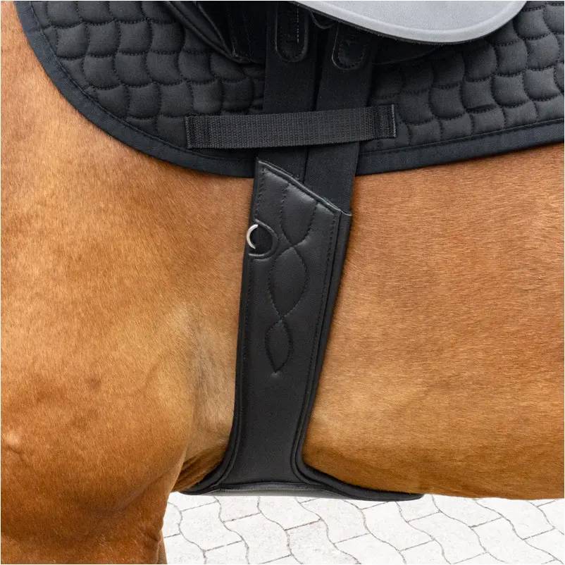 Sattelgurt mit Bauchlatz und Elast SOFT'N SAFE Softleder schwarz