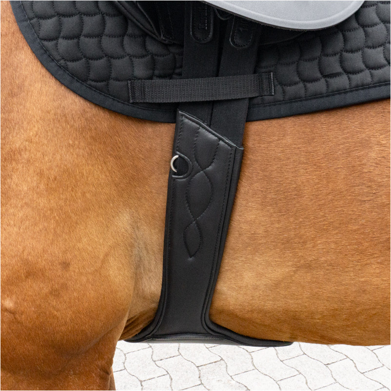 Sattelgurt mit Bauchlatz und Elast SOFT'N SAFE Softleder schwarz