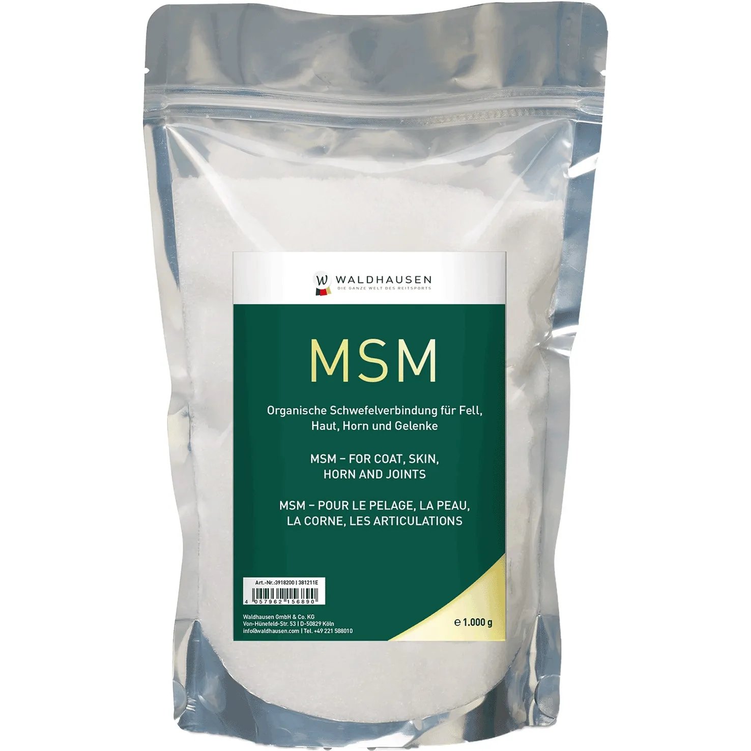 MSM für Fell, Gelenke, Haut und Horn 1000g 