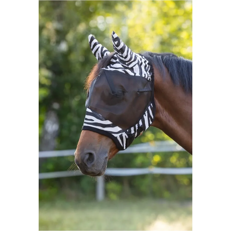 Fliegenmaske mit Ohrenschutz RugBe ZEBRA schwarz/weiss