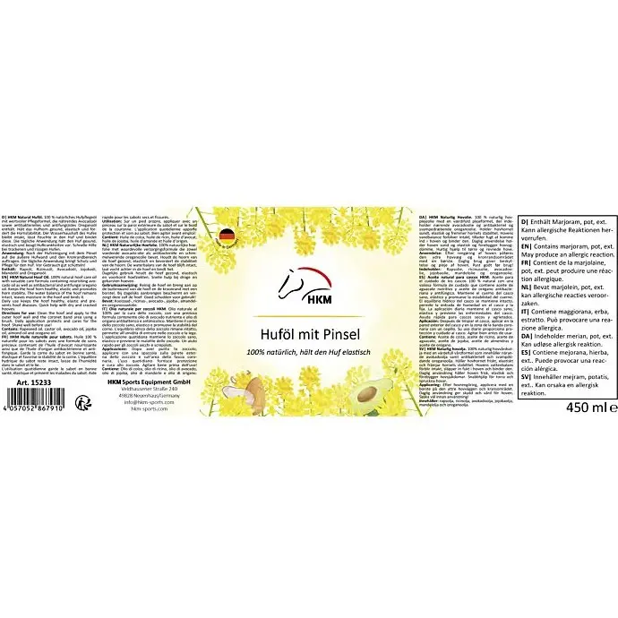 Natürliches Huföl mit Pinsel 450ml Natürliches Huföl mit Pinsel 450ml