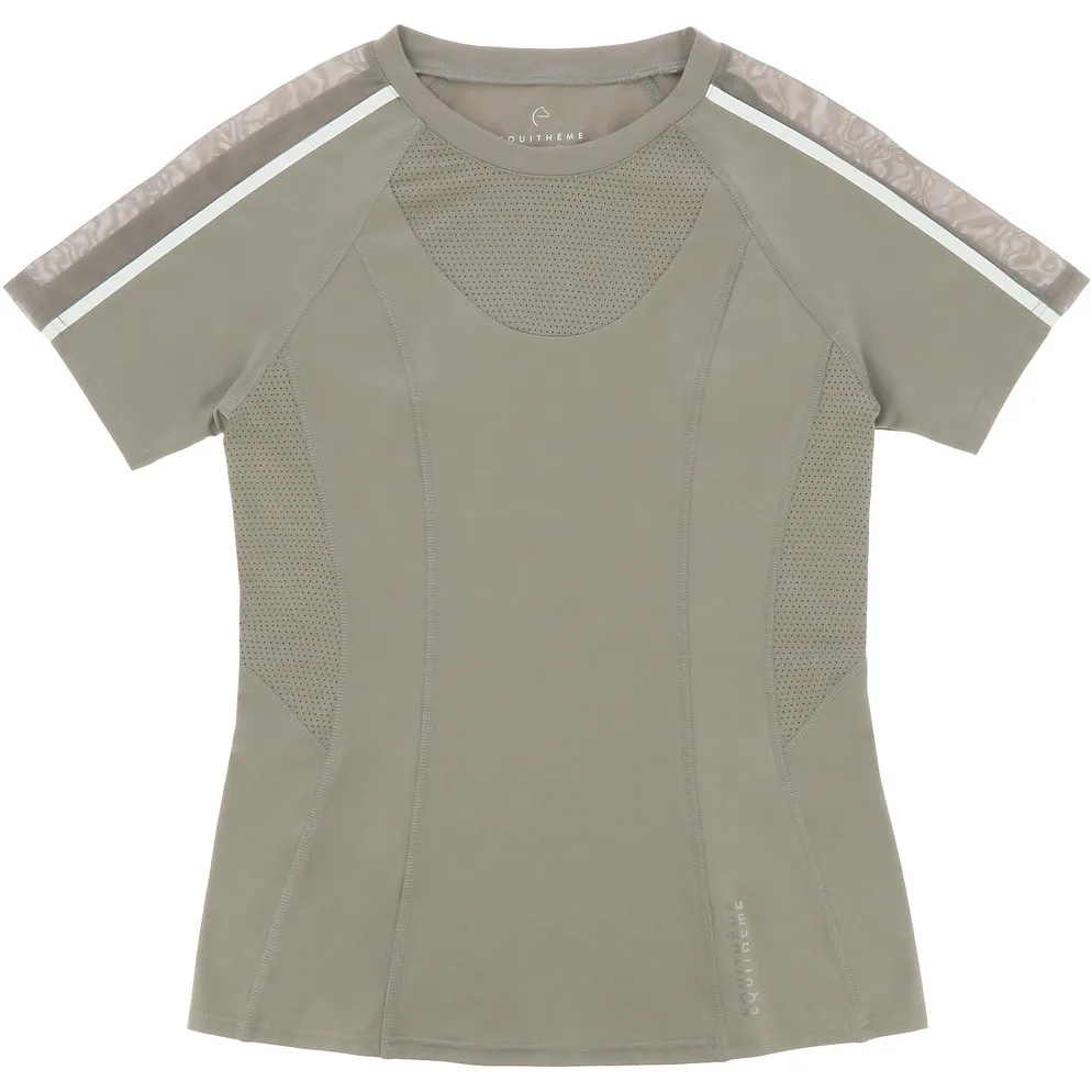 Damen T-Shirt MARION mit Mesheinsätzen taupe