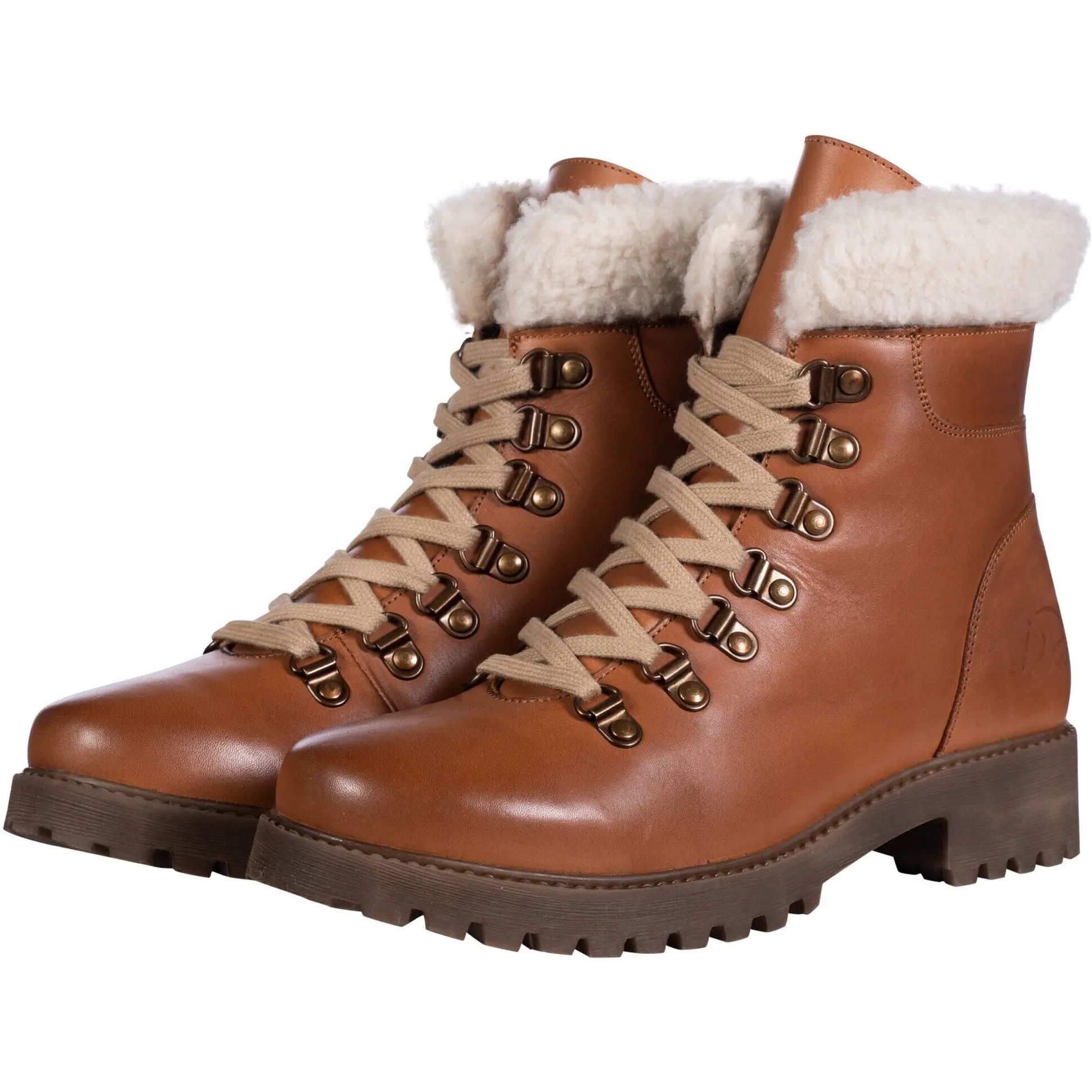 Schnürboots WALKER Echtleder cognac