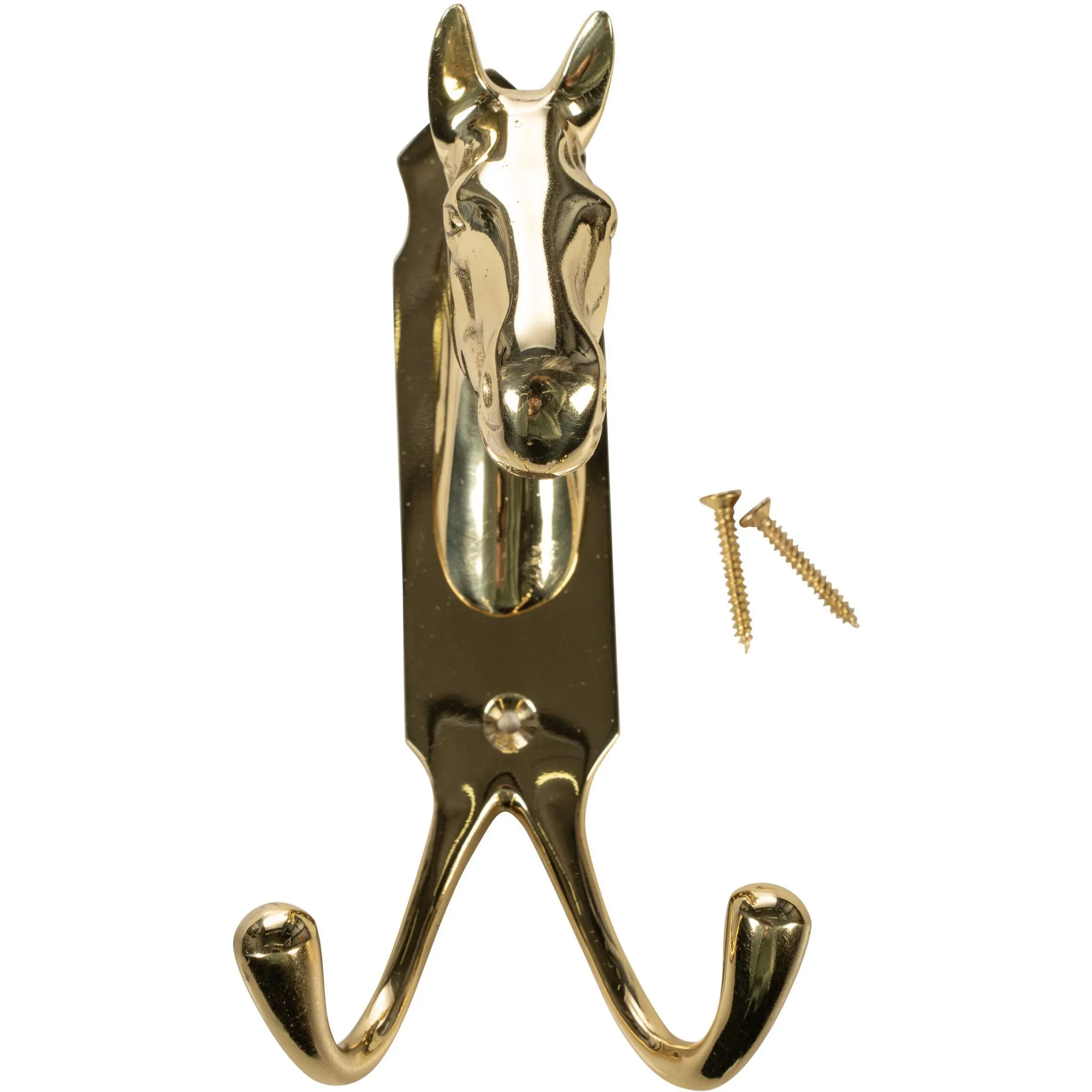 Halterung mit doppelten Haken aus Messing PFERDEKOPF messing