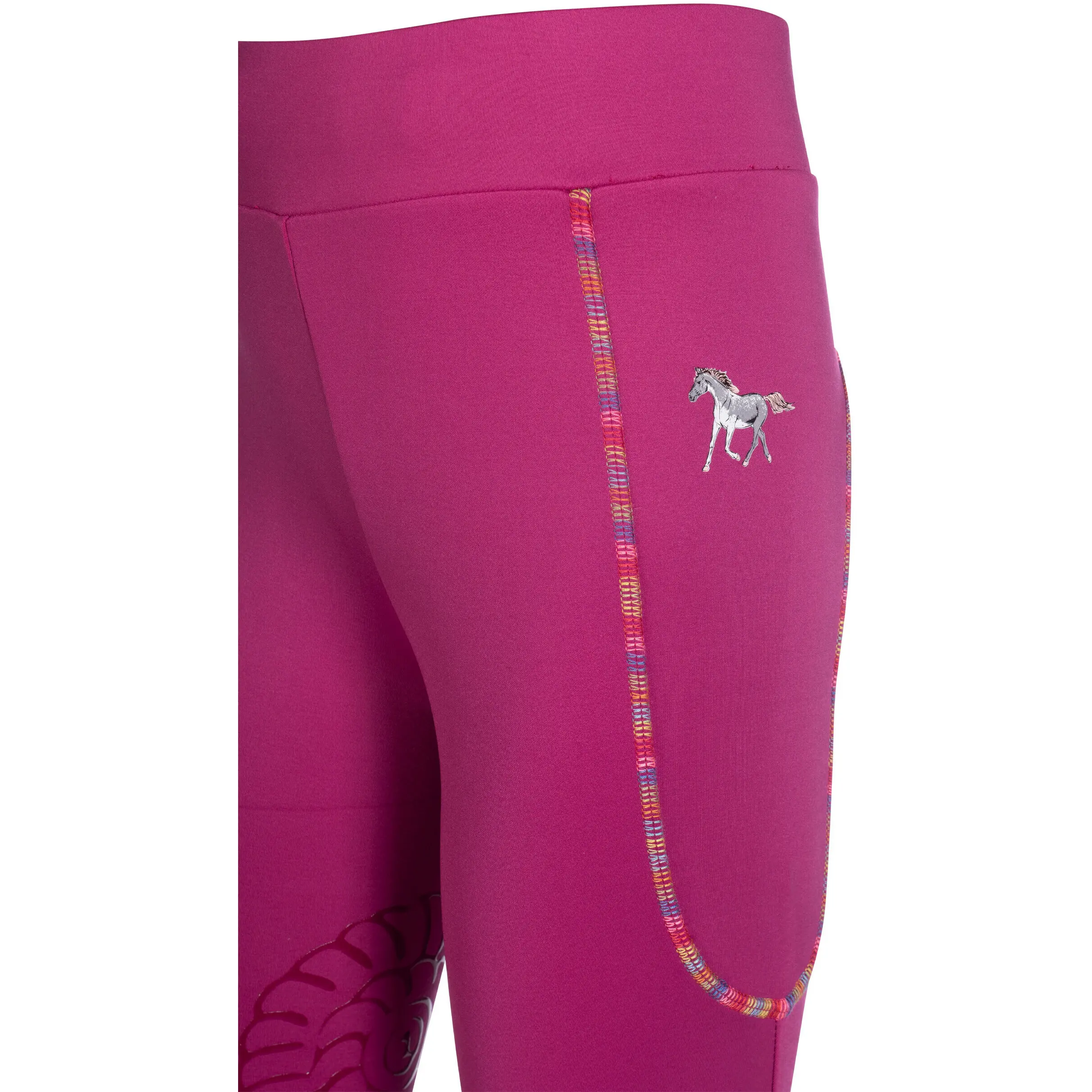 Kinder Reitleggings Silikon Kniebesatz POLLY magenta