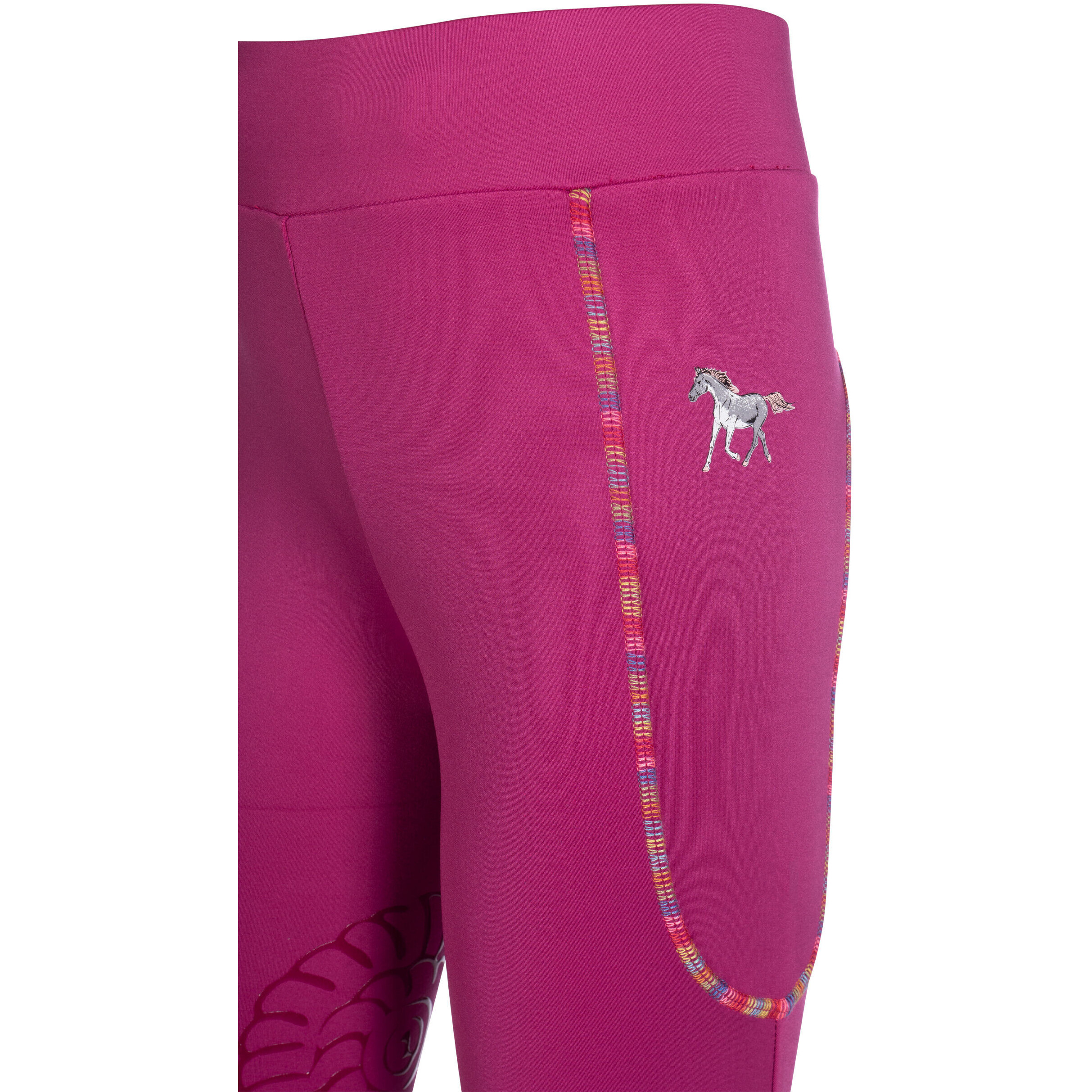 Kinder Reitleggings Silikon Kniebesatz POLLY magenta