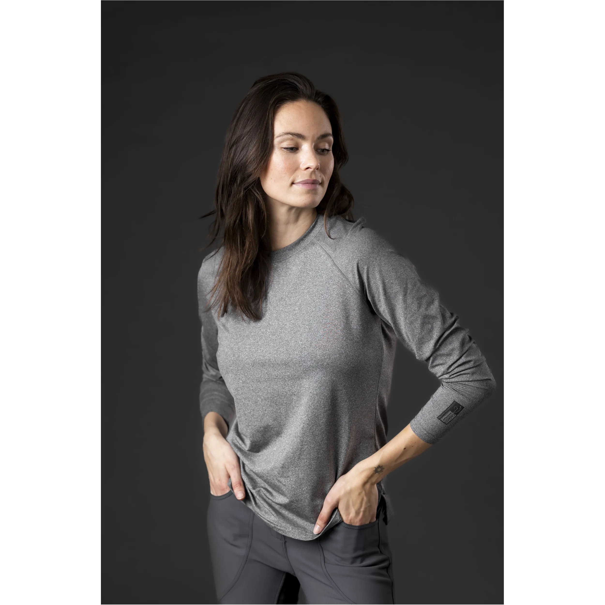 Damen Funktionsshirt Langarm AUDREY grau melange