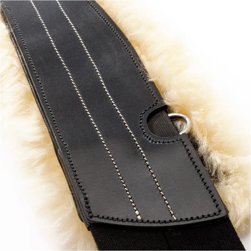Sattelgurt Lammfell mit Bauchlatz und Elast EXCELLENCE schwarz