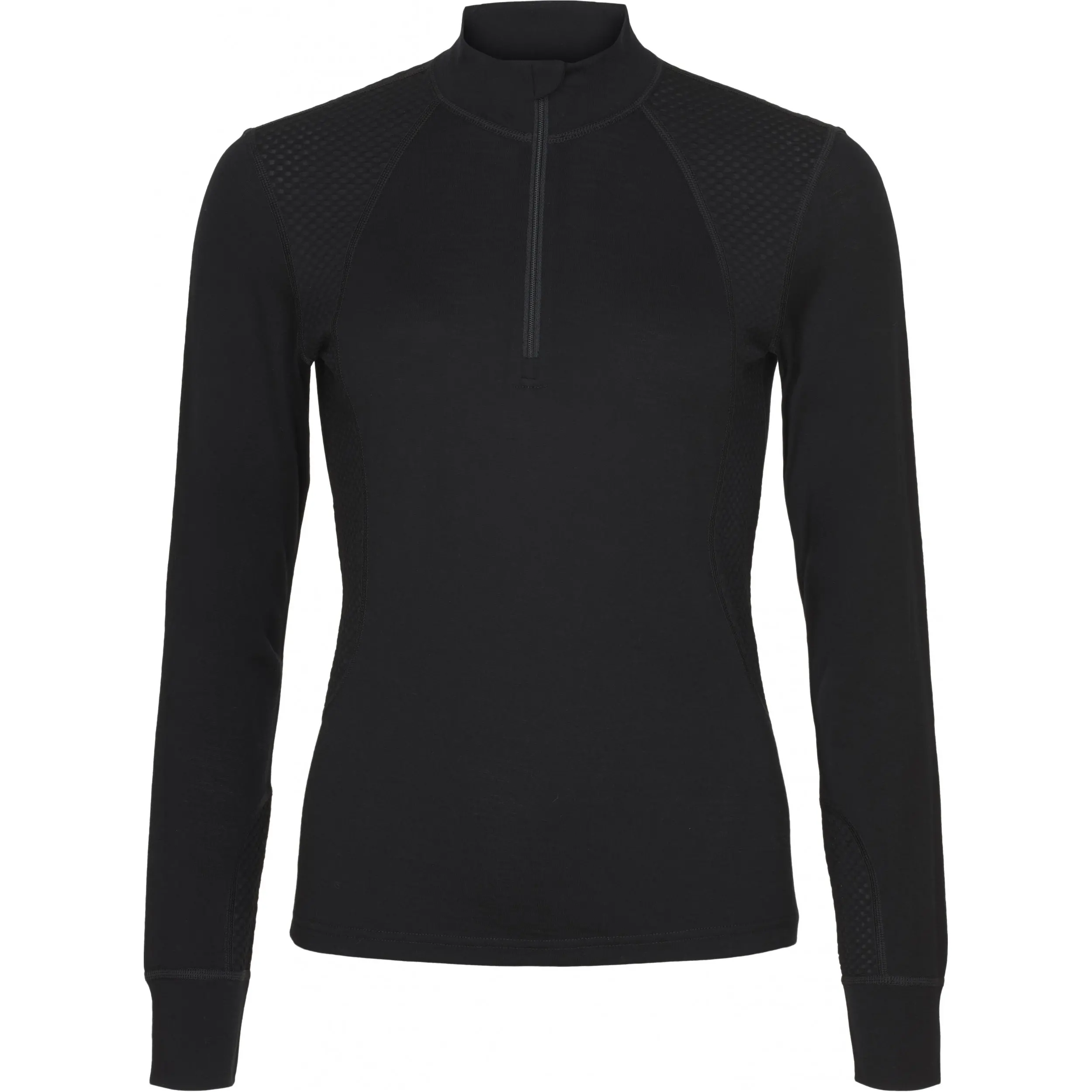 Damen Langarmshirt Half-Zip MADELEINE Merino schwarz