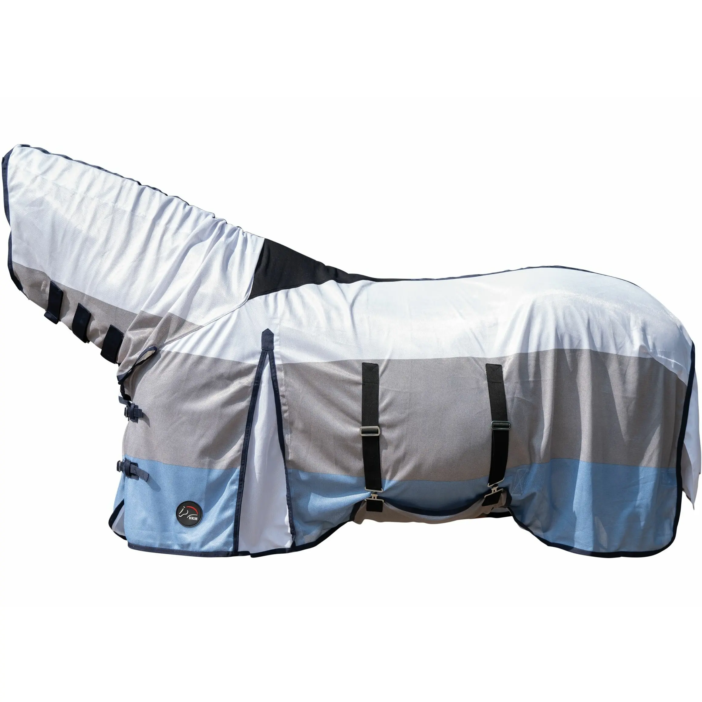 Fliegendecke mit Halsteil STRONG blau/weiß/grau