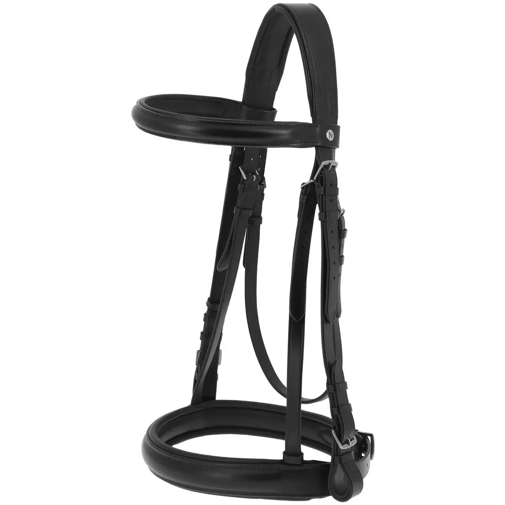 Trensenzaum und Gurtzügel PERCHERON Echtleder schwarz
