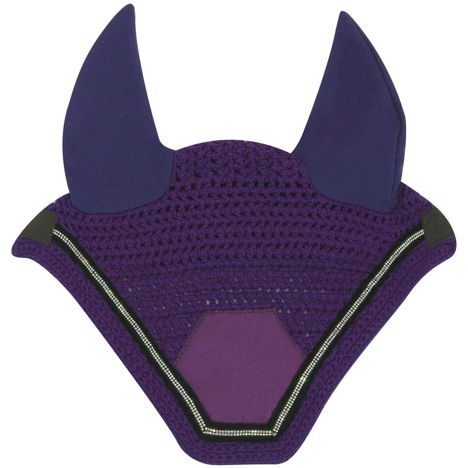 Fliegenohrenhaube mit Strass DOMINO violett