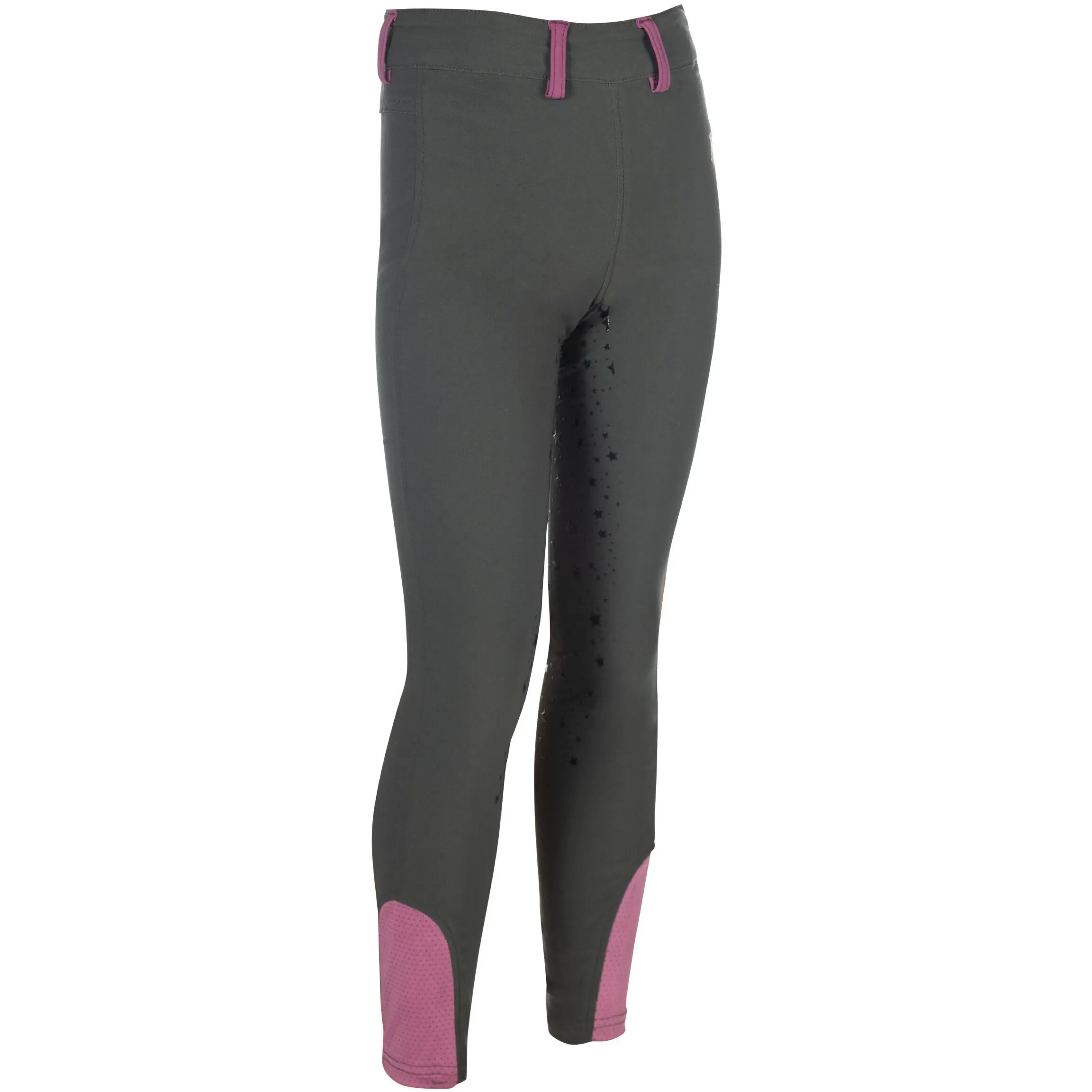 Kinder Reitleggings Silikon Vollbesatz PONY DREAM II graugrün