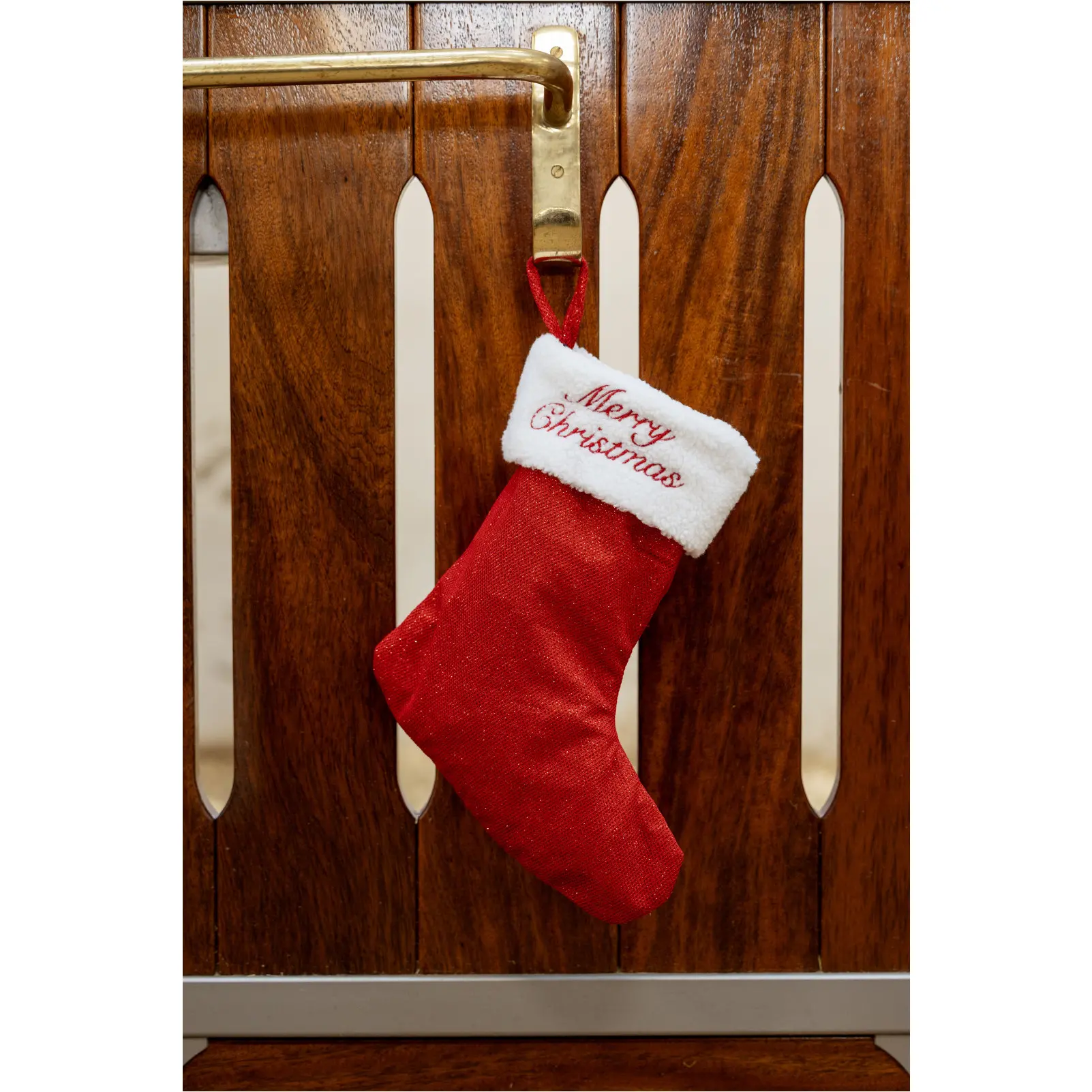 Weihnachtsstrumpf CHRISTMAS GLITTER rot