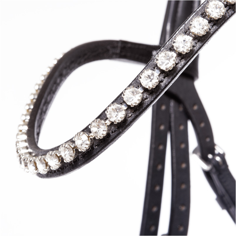 Trensenzaum mit mexikanischem Reithalfter LUCIA schwarz lack