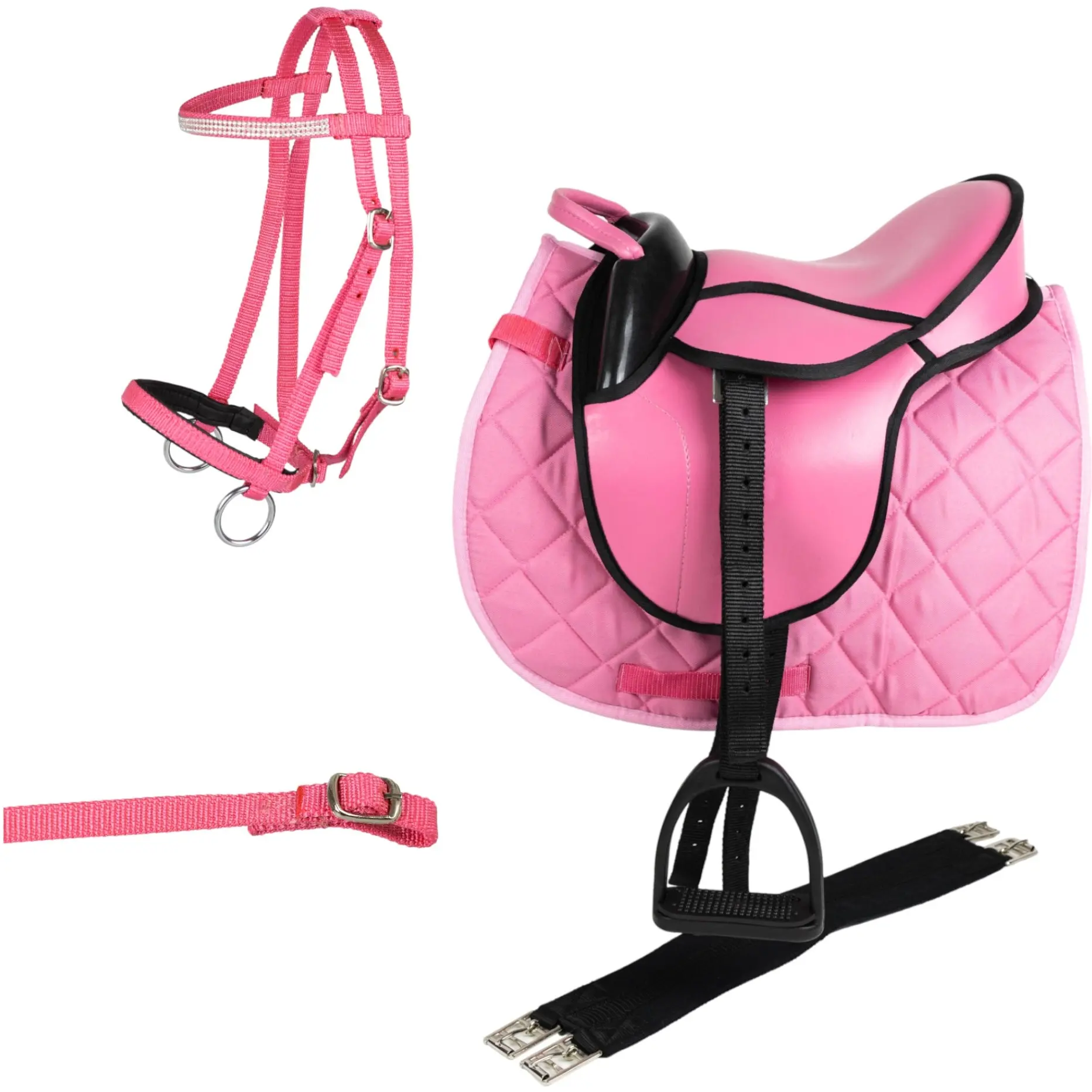 Shettysattel-Set mit Trense ADVANCED pink 12"