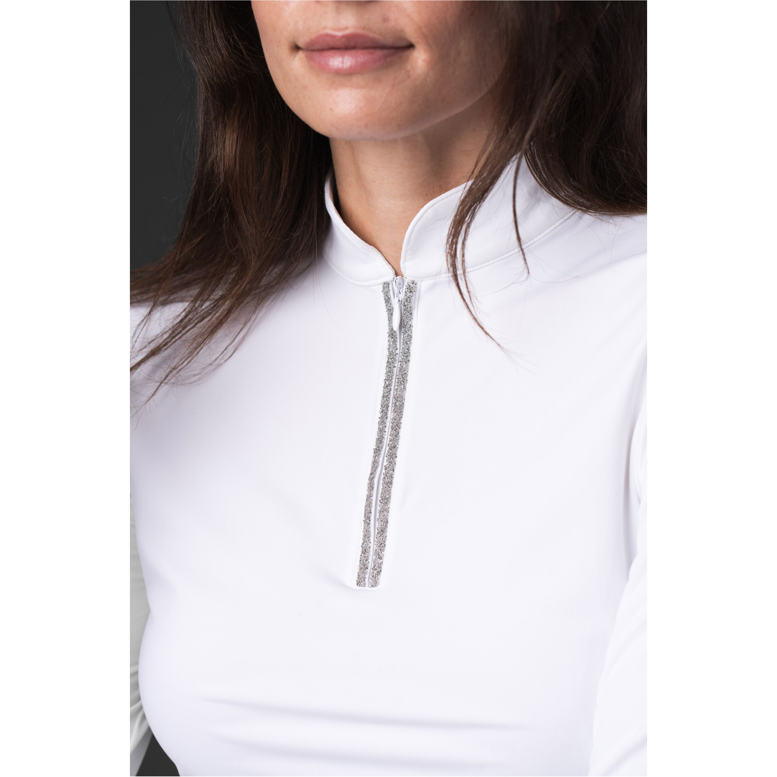 Damen Turniershirt Langarm VINICA half-zip weiß