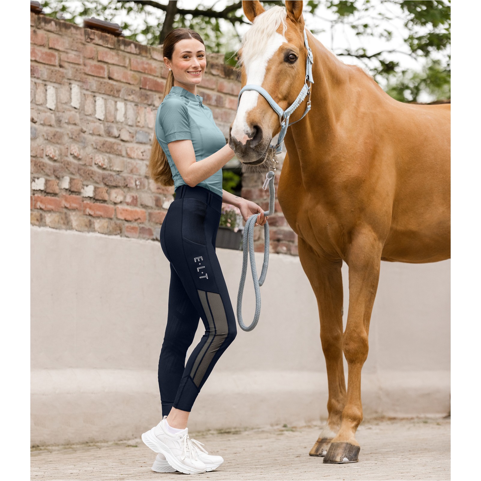 Sommer Damen Reitleggings Silikon Vollbesatz NINA Mesh tiefblau