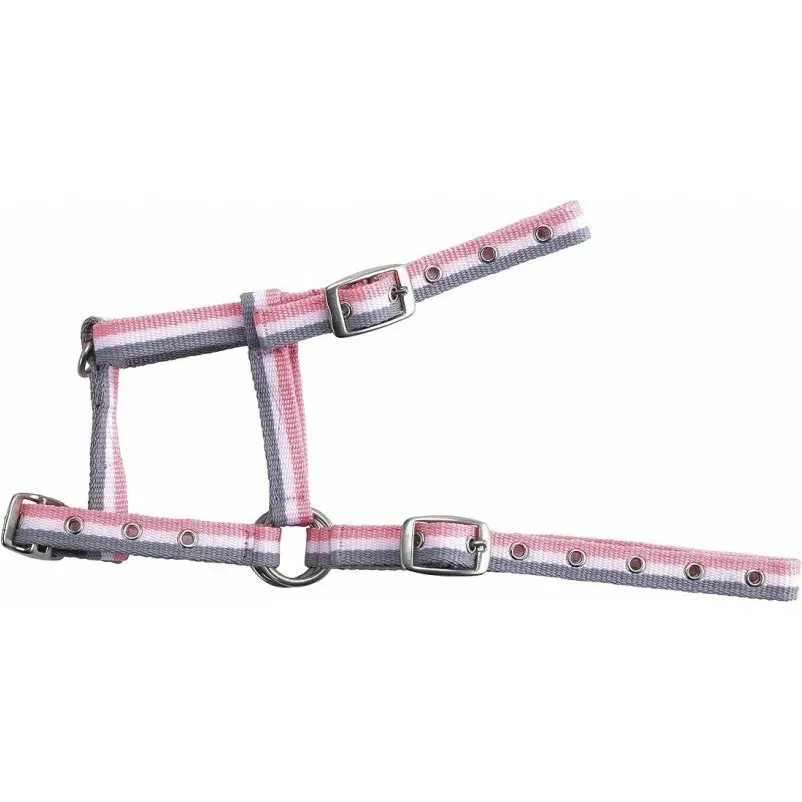 Fohlenhalfter verstellbar grau/weiß/rosa