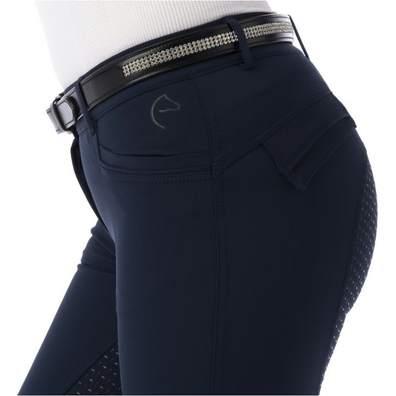 Damen Reithose Silikon Vollbesatz MICRO marineblau