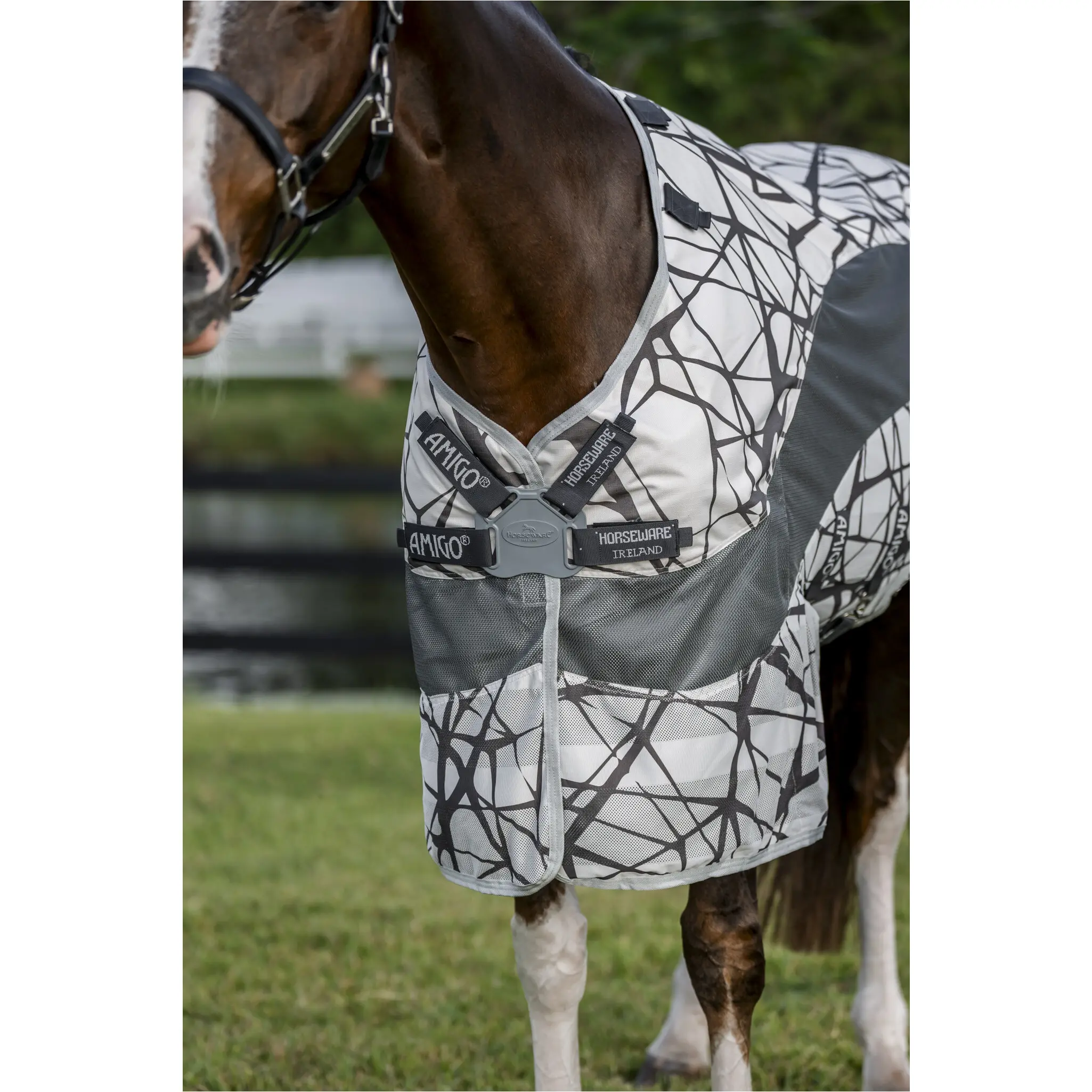 Fliegen- und Regendecke mit Halsteil (abnehmbar) 600D AMIGO 3 in 1 Camofly print/grey